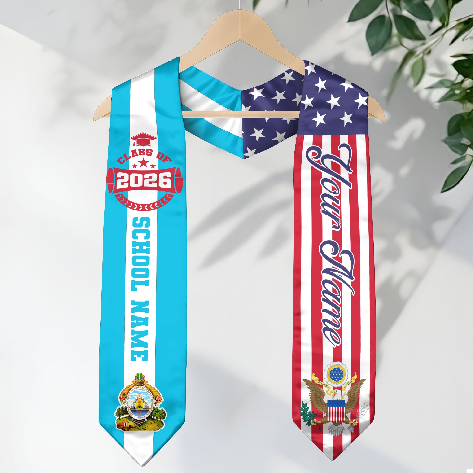 Class of 2026 Honduras Graduation Stole, Honduran Flag Sash, Custom Style Accessory