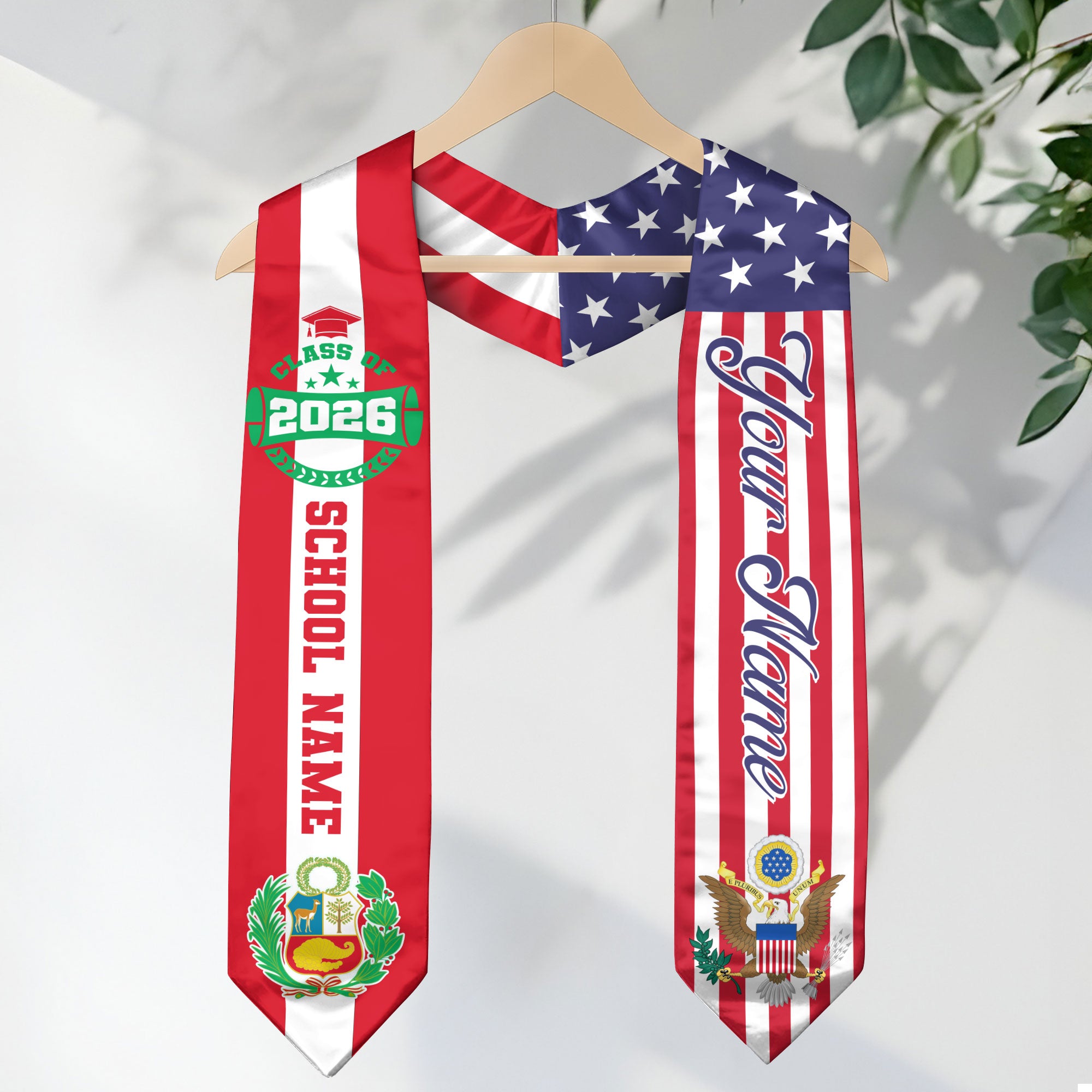 Class of 2026 Peru Graduation Stole, Peruvian Flag Sash, Custom Style Grad Accessory