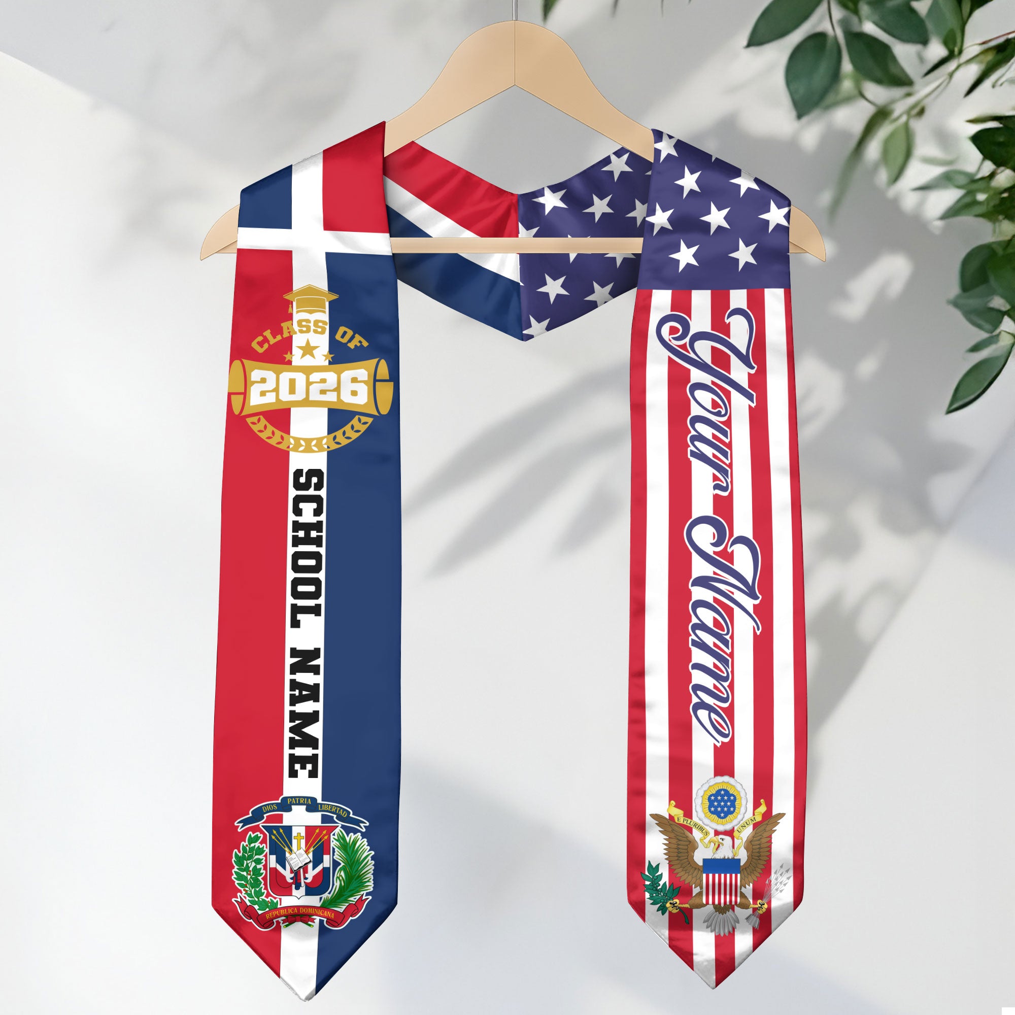 Dominican Republic Graduation Sash 2026, Dominican Republic Flag Stole, Graduation Stole with Custom Accent