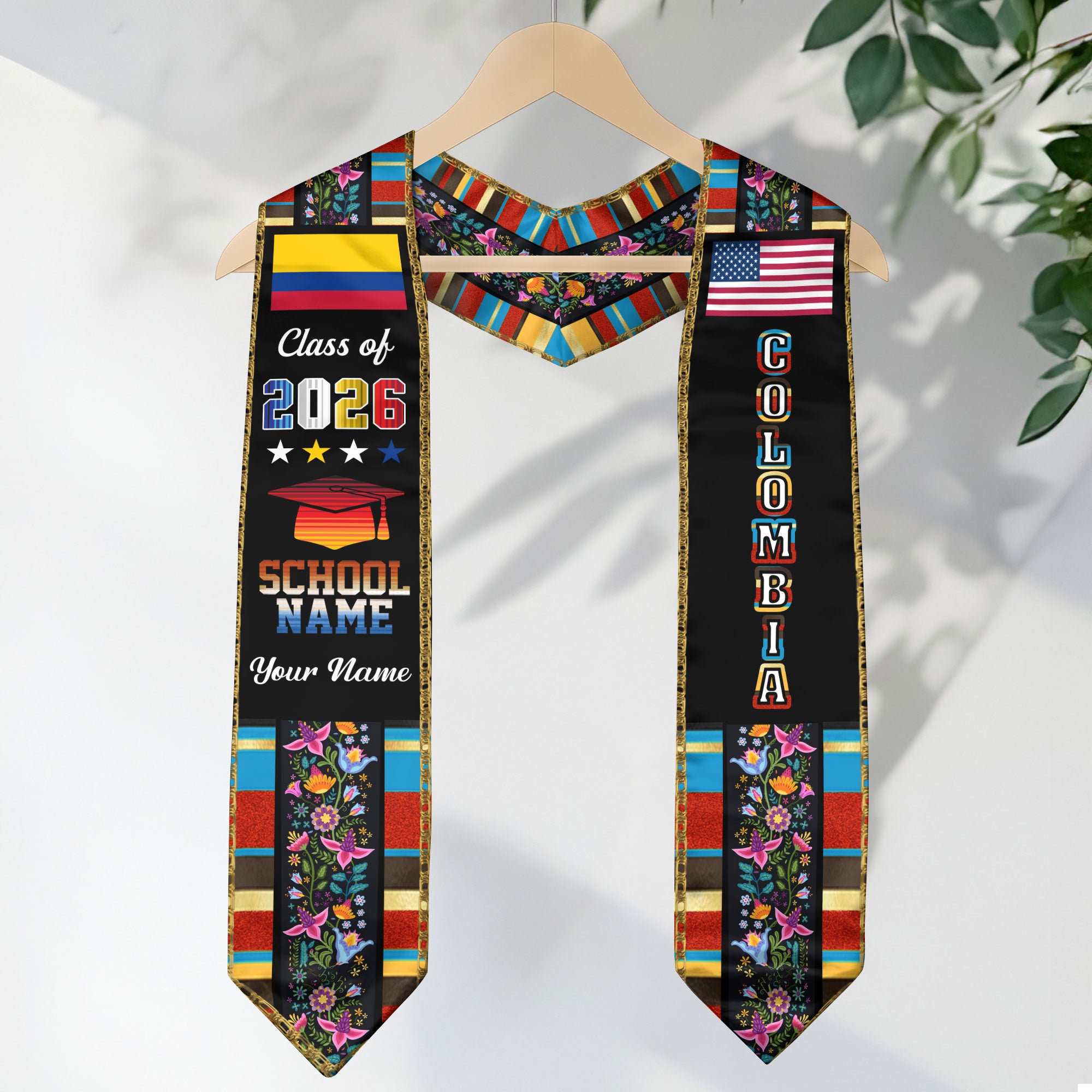 Colombia Graduation Sash 2026, Colombian Flag Graduation Stole, Customizable Detail Stole
