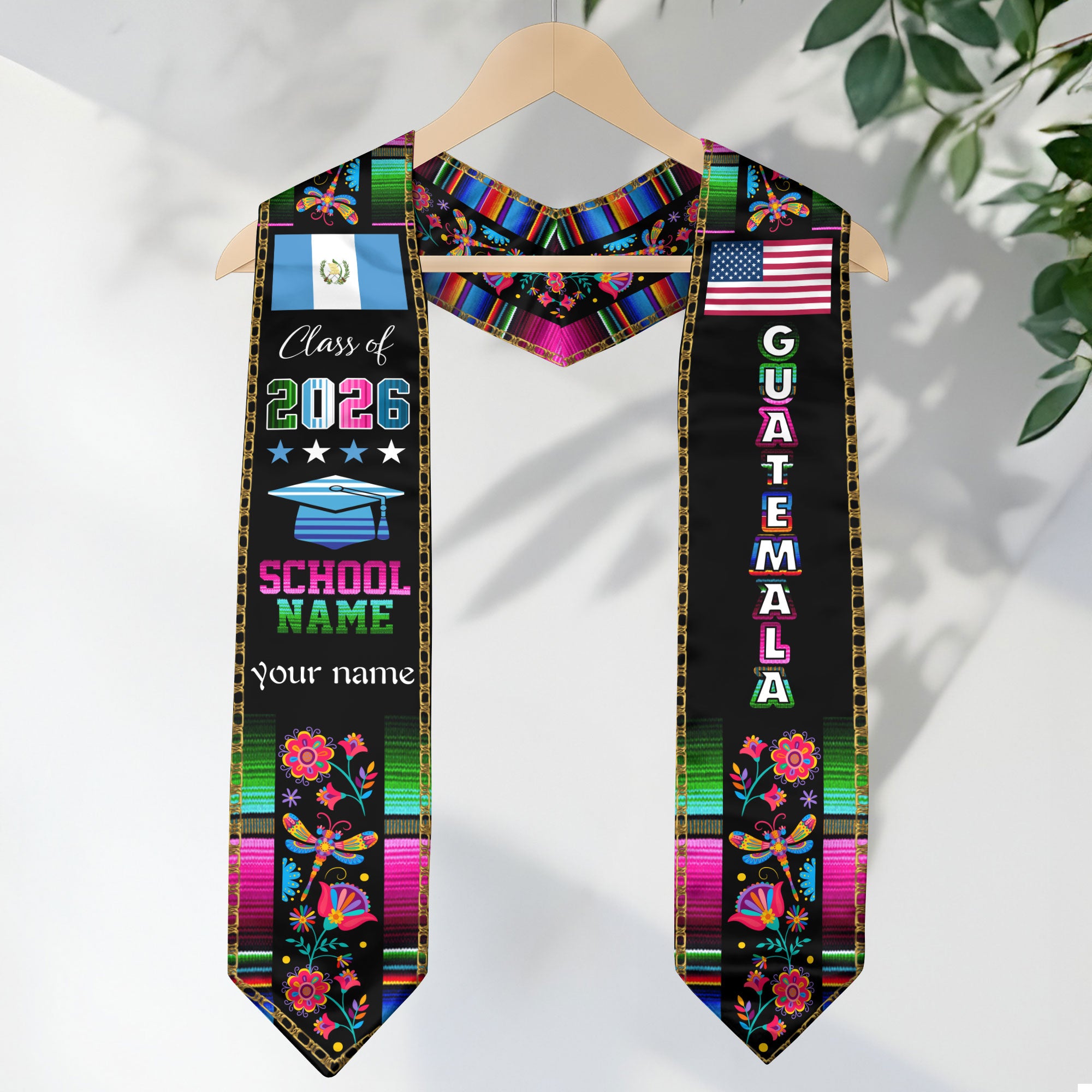 Guatemala Graduation Sash 2026, Guatemalan Flag Graduation Stole, Personalized Finish for Grads