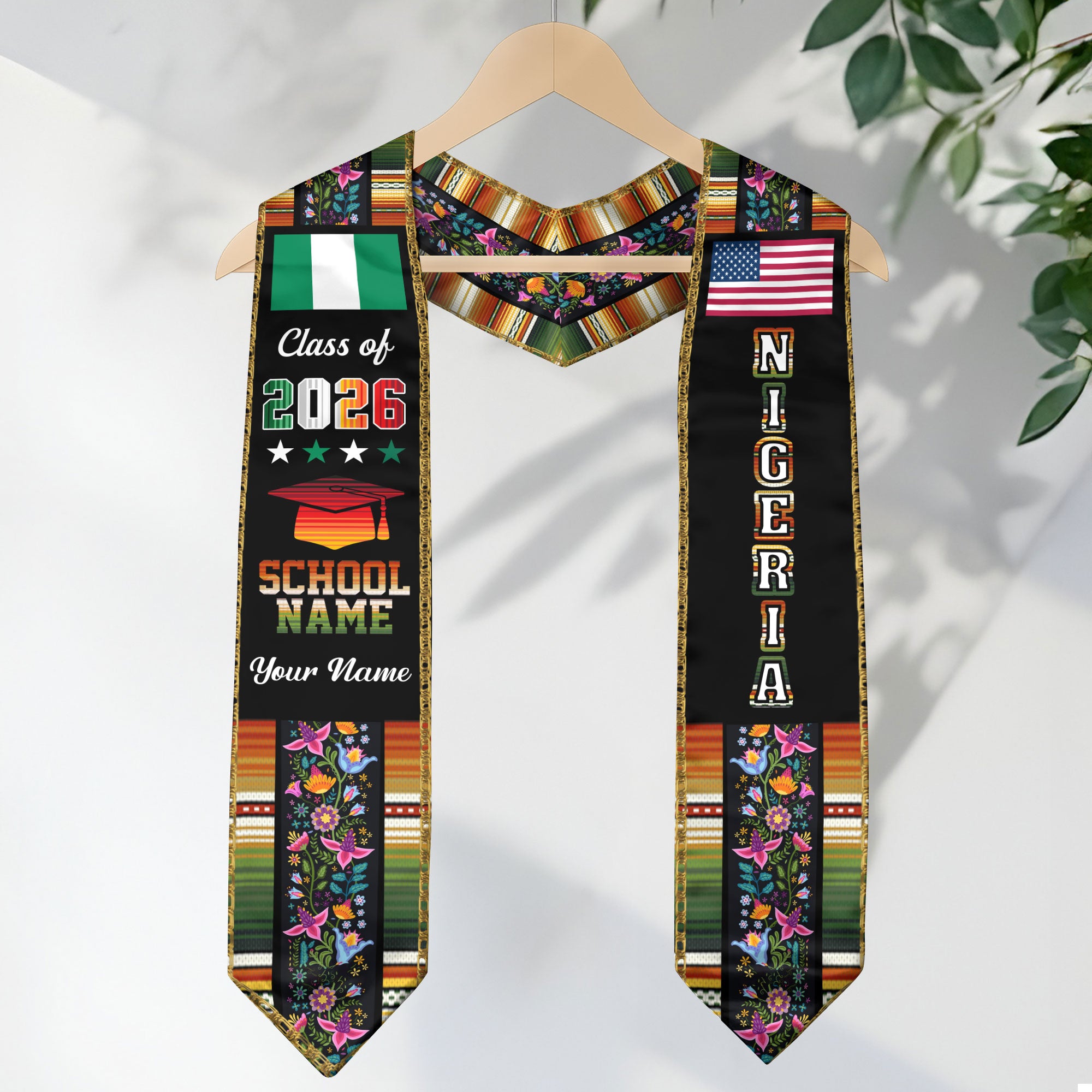 Nigerian Graduation Sash 2026, Nigeria Flag Stole, Graduation Sash with Custom Finish