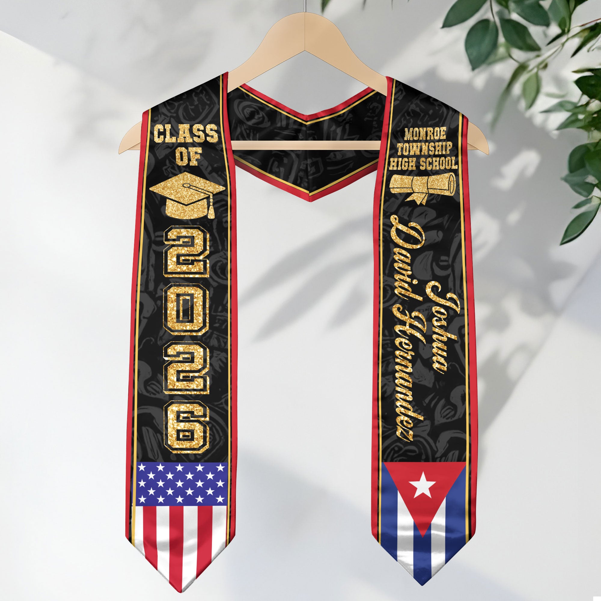 Cuban Flag Graduation Stole 2026, Cuba Graduation Sash, Personalized Finish Stole