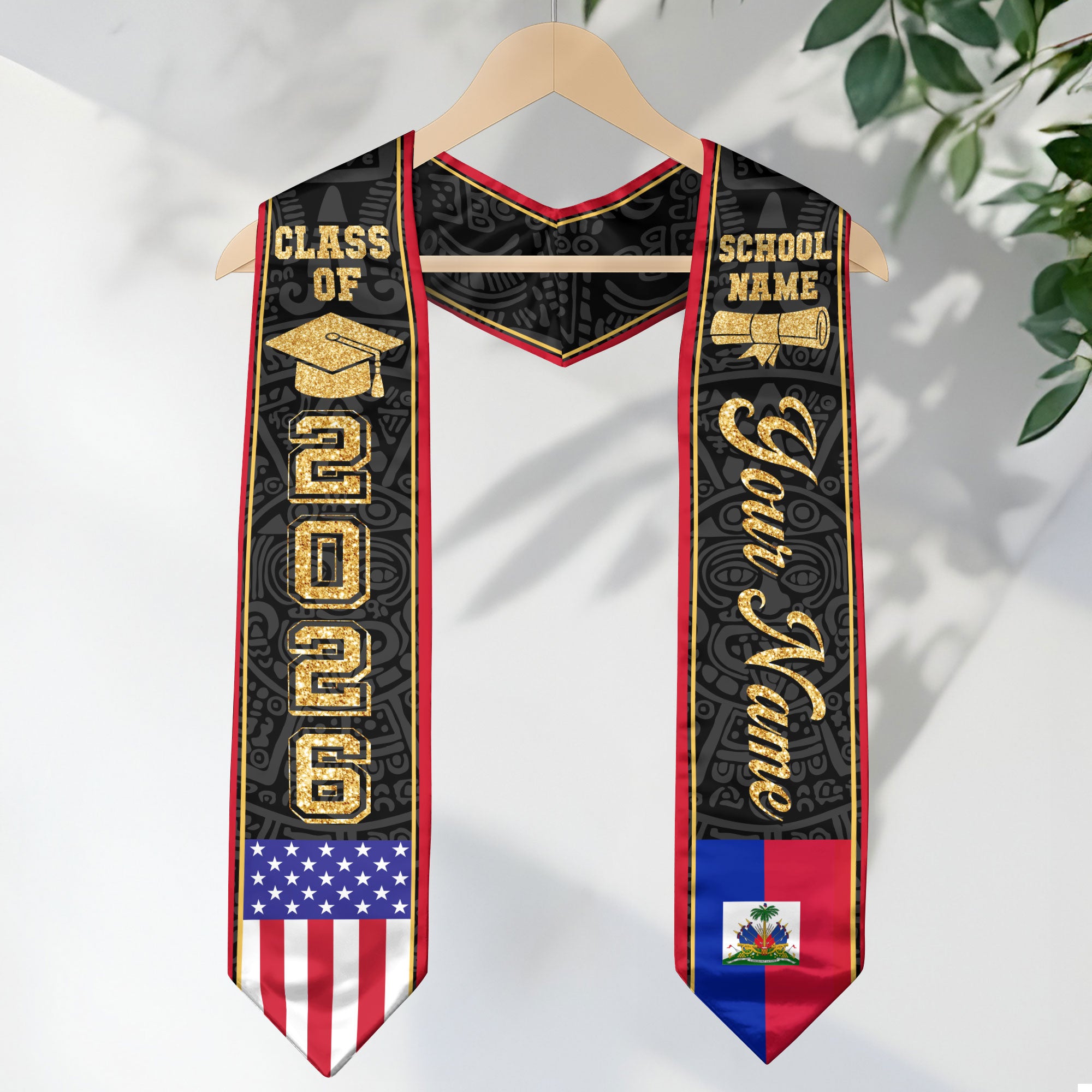 Haiti Graduation Stole 2026, Haitian Flag Sash Stole, Custom Choice Graduation Sash