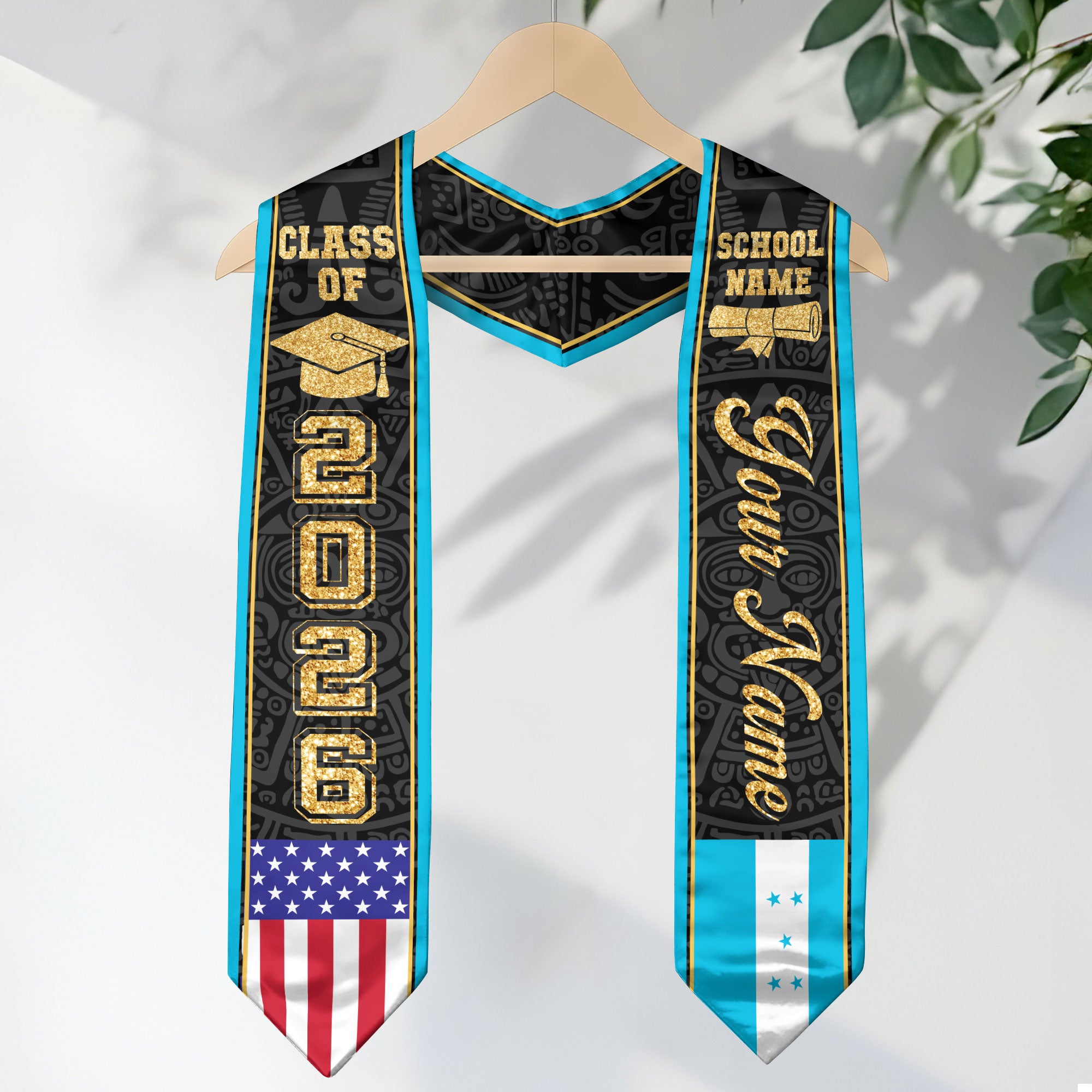 Honduras Graduation Stole 2026, Honduran Flag Stole Sash, Tailored Detail for 2026