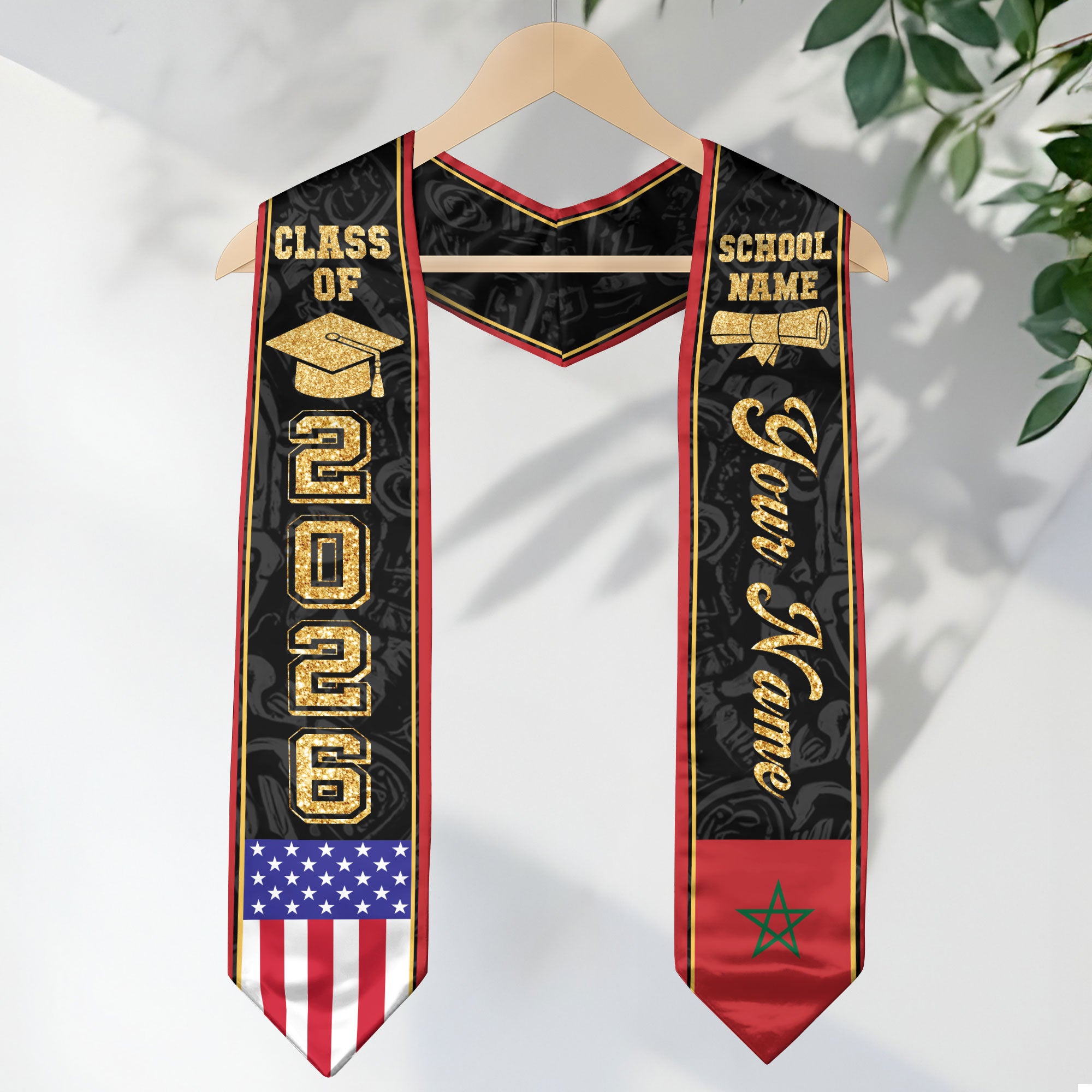 Morocco Graduation Stole 2026, Moroccan Flag Stole Sash, Tailored Detail for 2026
