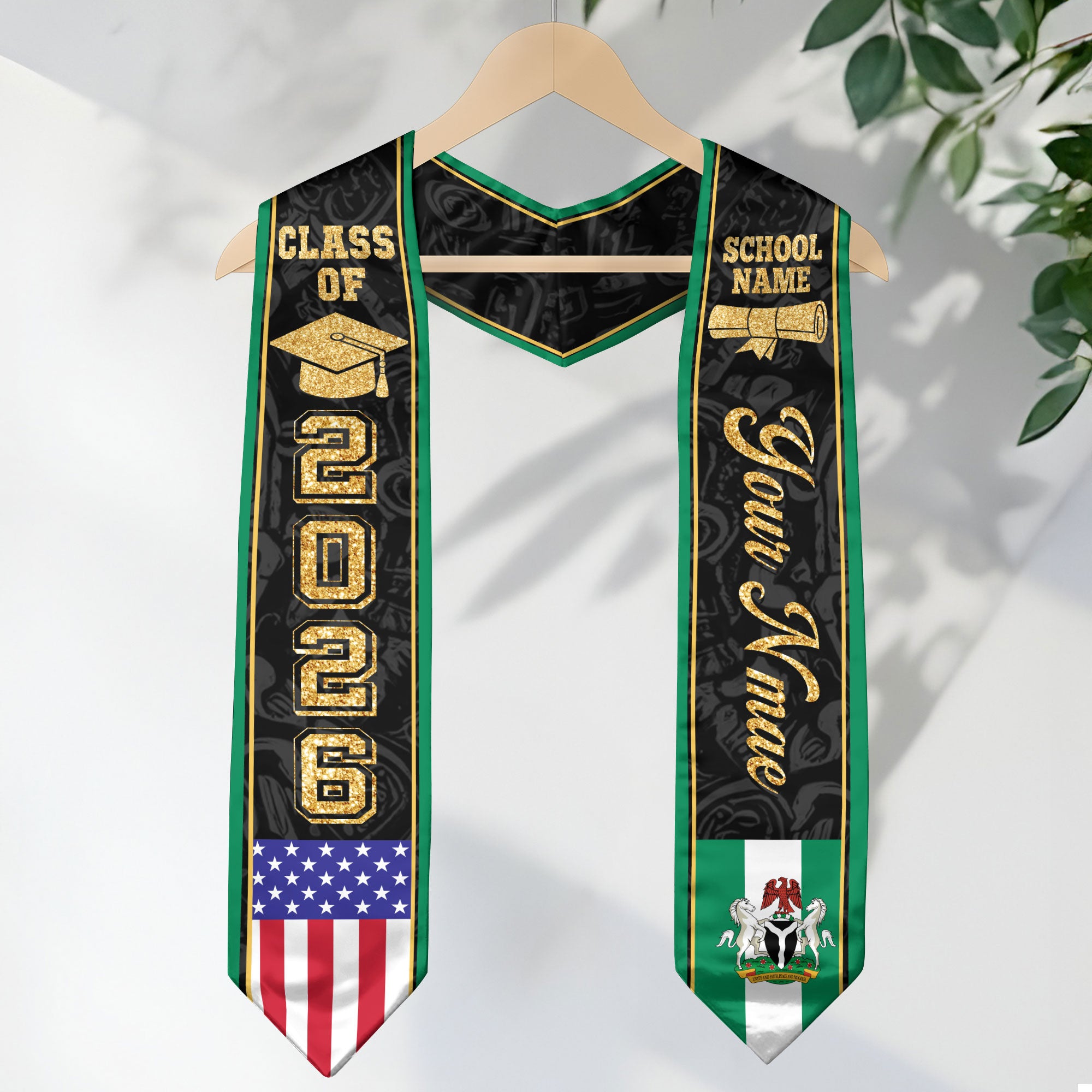 Nigeria Graduation Stole 2026, Nigerian Flag Stole Sash, Tailored Detail for 2026