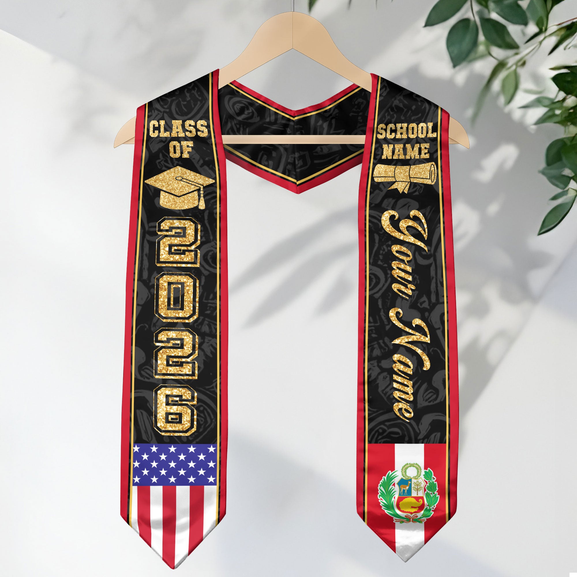 Peru Graduation Stole 2026, Peruvian Flag Stole Sash, Tailored Detail for 2026