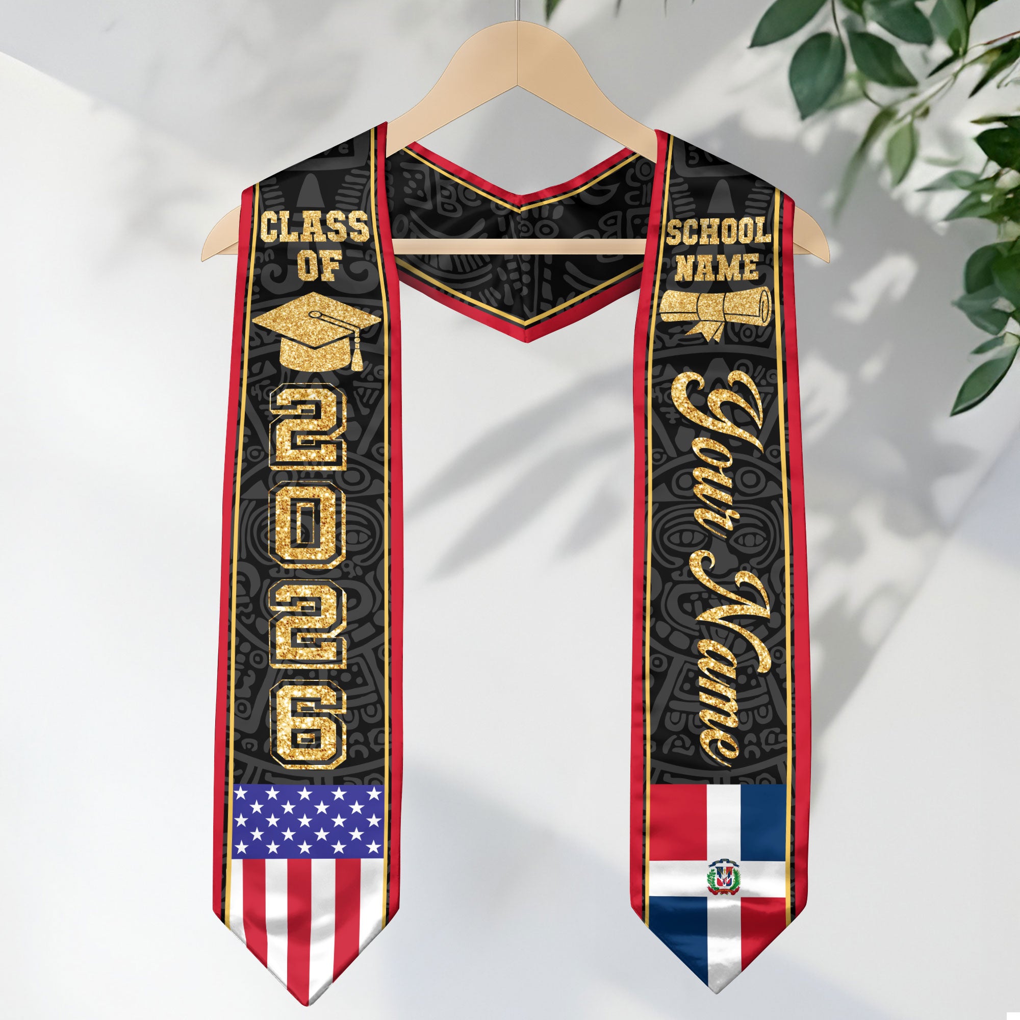 Dominican Republic Flag Graduation Stole 2026, Dominican Republic Stole Sash, Personalized Finish for Grads