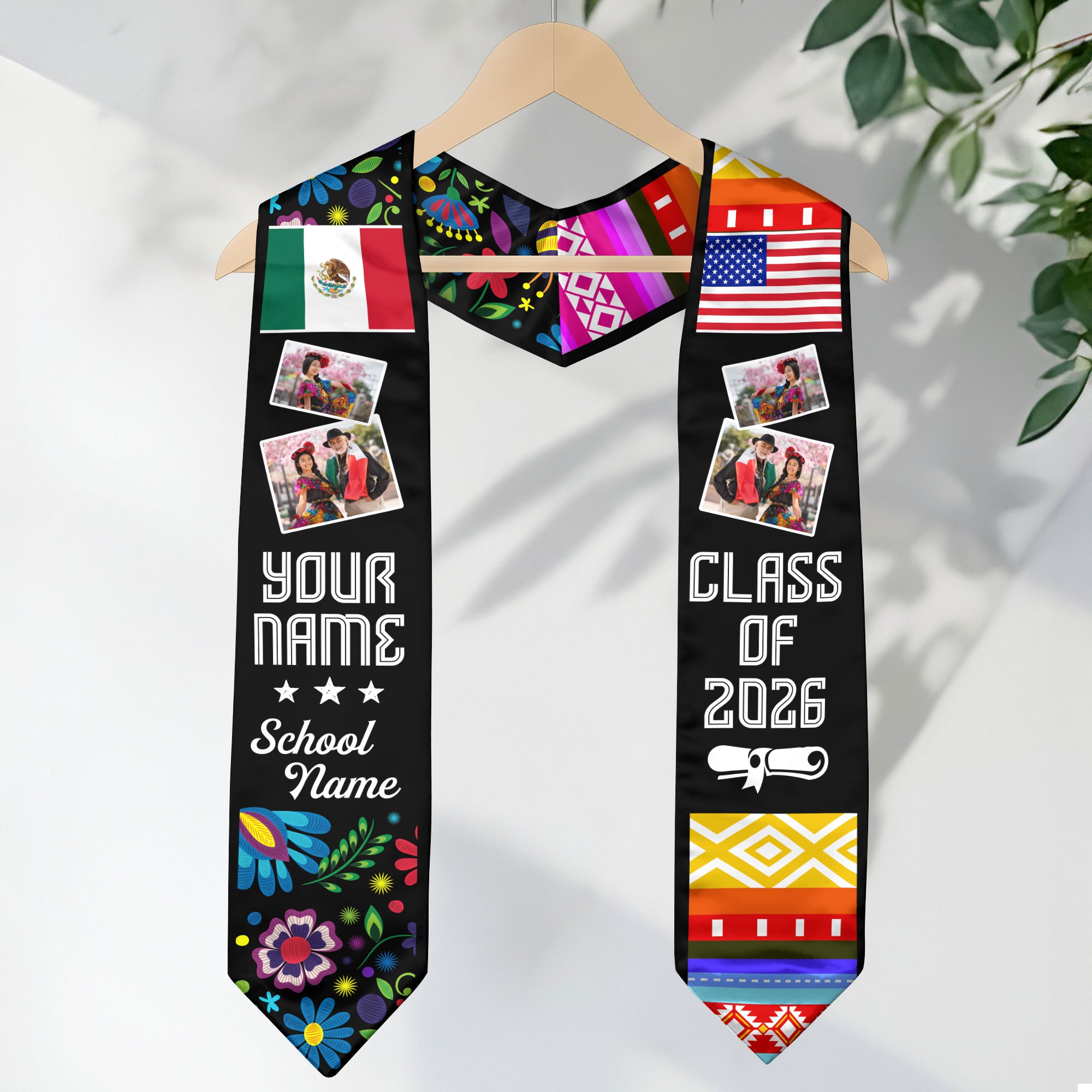 2026 Mexico Flag Graduation Sash, Mexican Stole for Grads, Custom Detail Option
