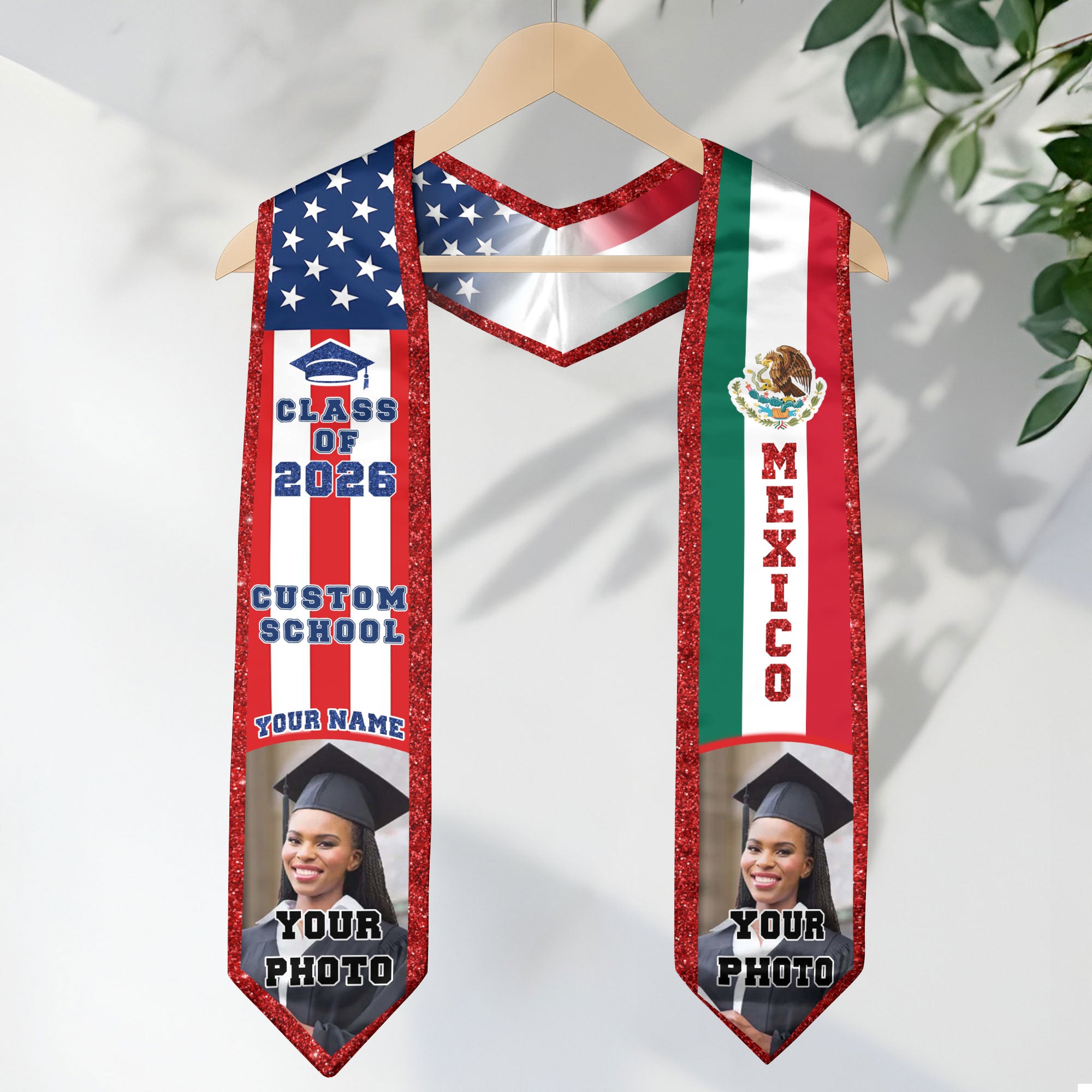 Mexican Graduation Stole, Mexican Flag Stole 2026, Mexico Graduation Sash