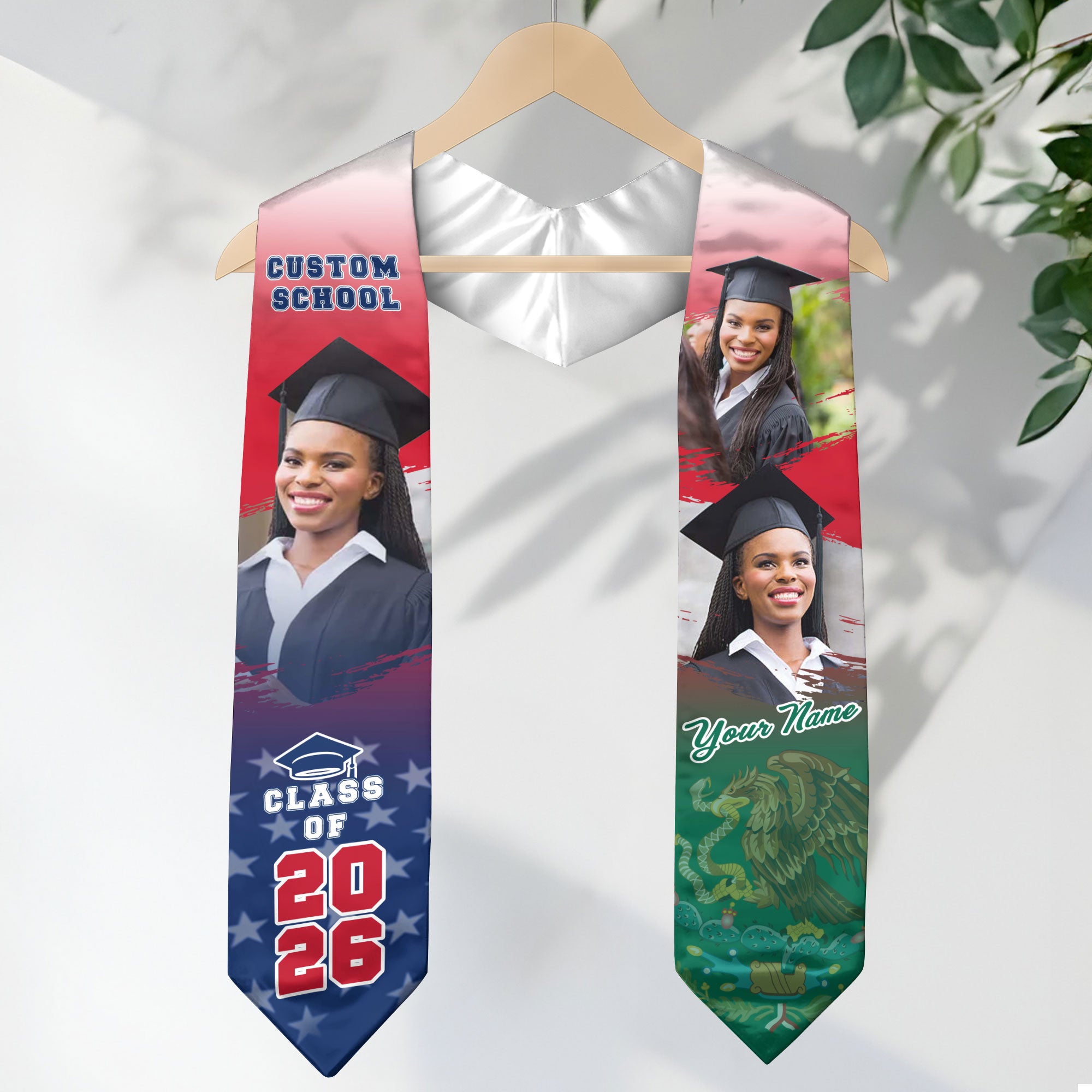 Mexico Graduation Stole 2026, Mexican American Flag Graduation Sash, Stole Mexico