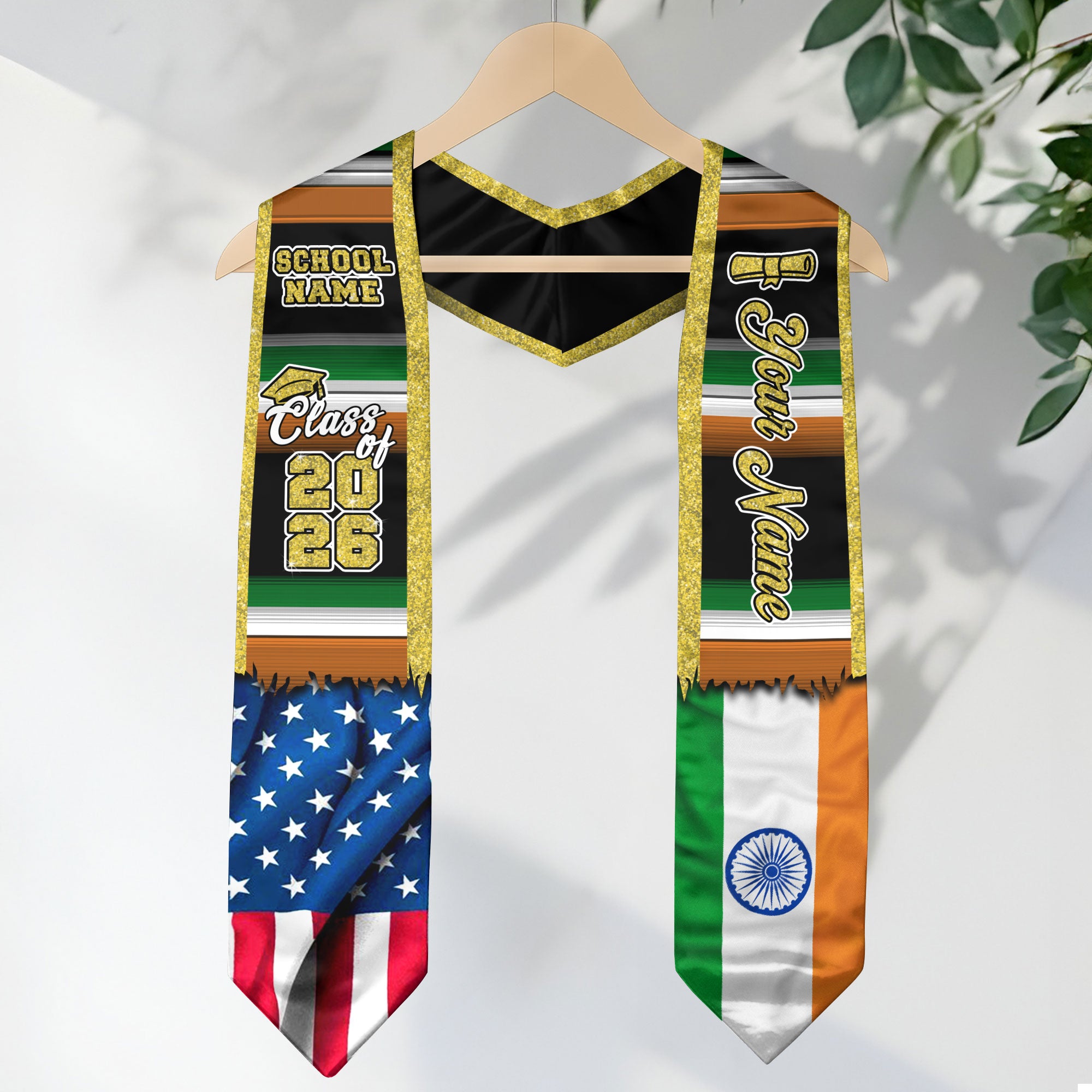 Customized India Graduation Stole Highlighting Indian Flag Inspired Style, Graduation Sash for 2026