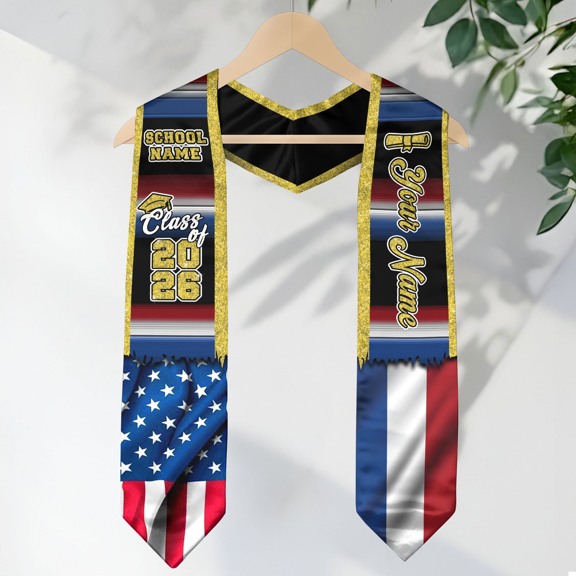 Customized Netherlands Graduation Stole with Dutch Flag Inspired Pattern, Graduation Sash for Class of 2026