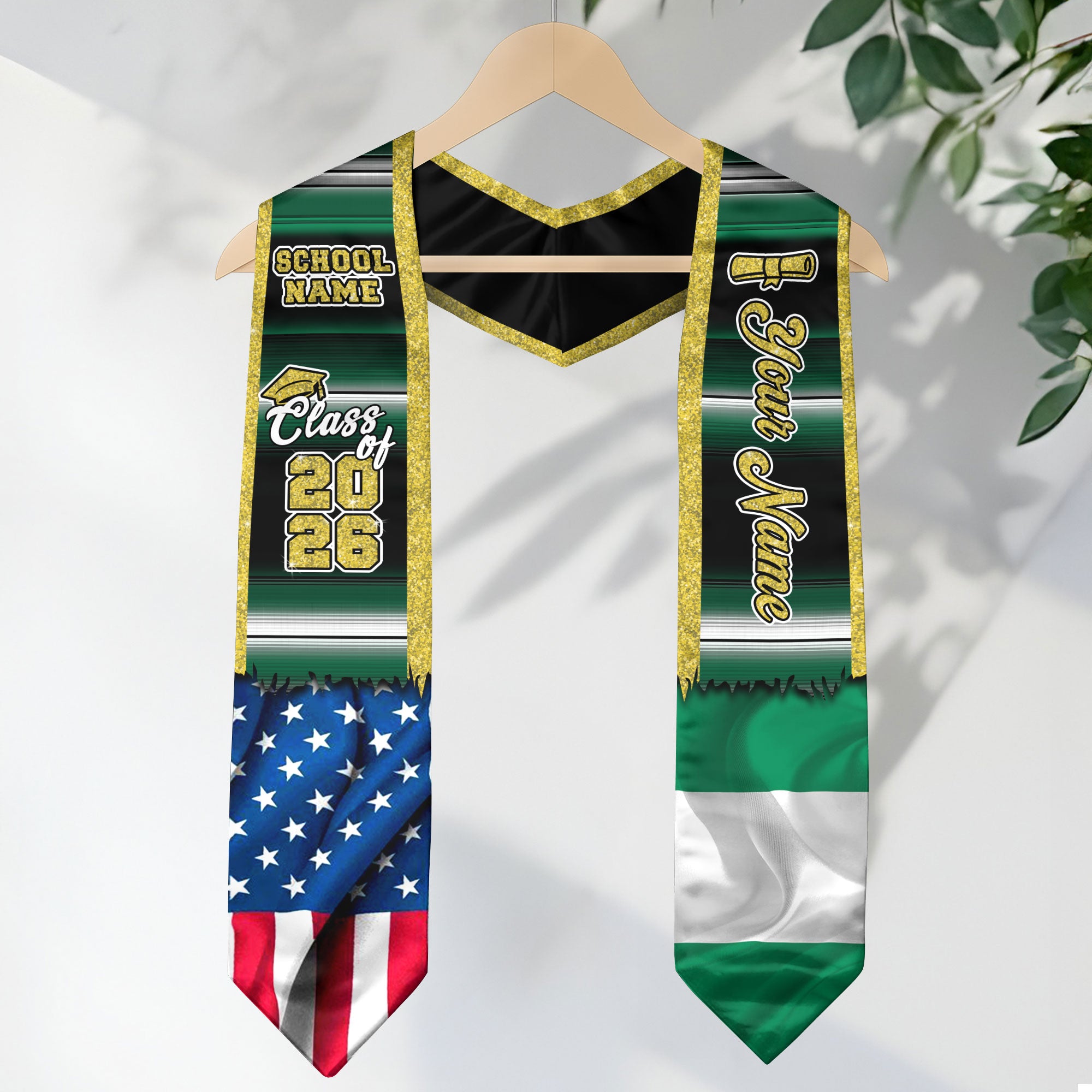 Customized Nigeria Graduation Stole Featuring Nigerian Flag Heritage Style, Graduation Sash for 2026