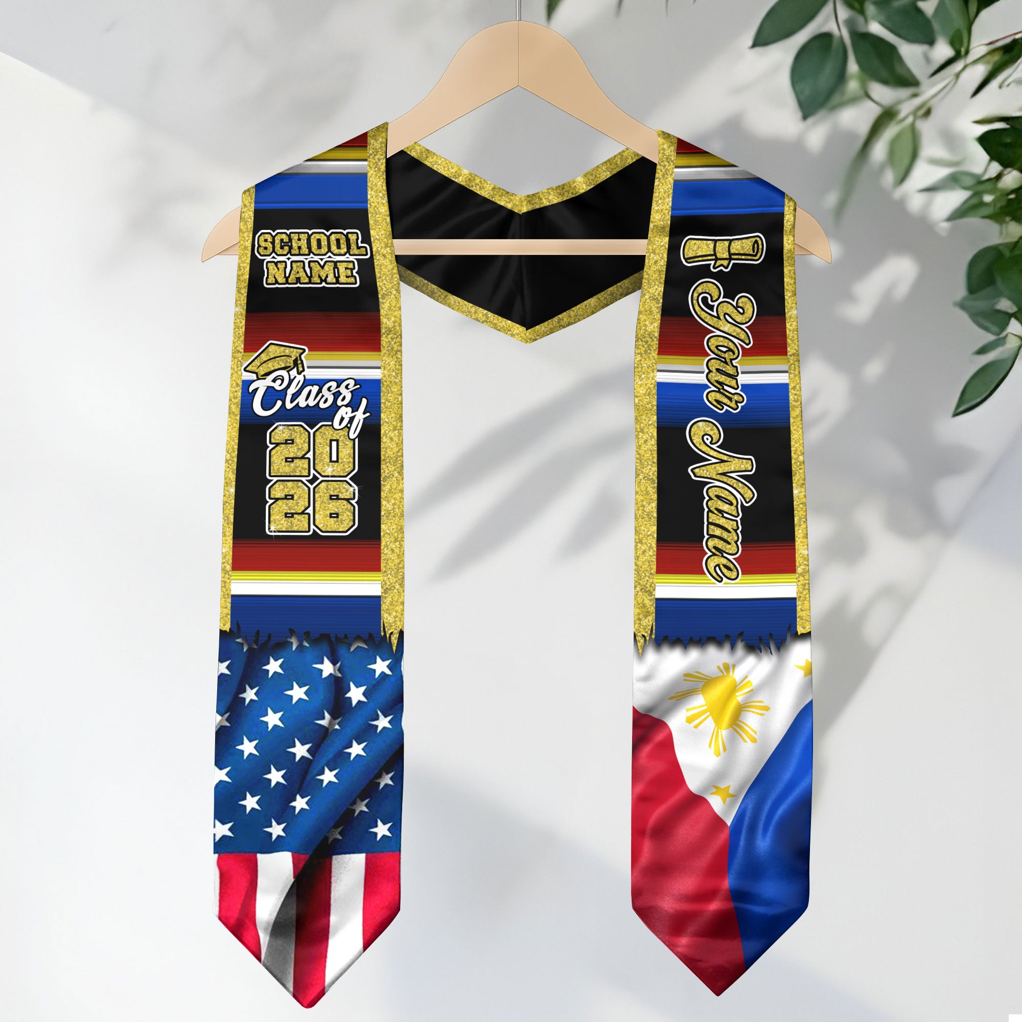 Customized Philippines Graduation Stole with Filipino Flag Inspired Style, Graduation Sash for Class of 2026