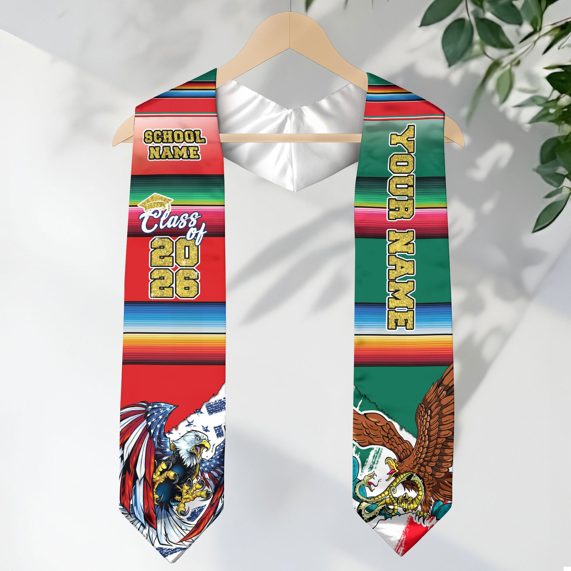Mexican Graduation Sash, Stole Mexico 2026, Mexican Flag Graduation Stole