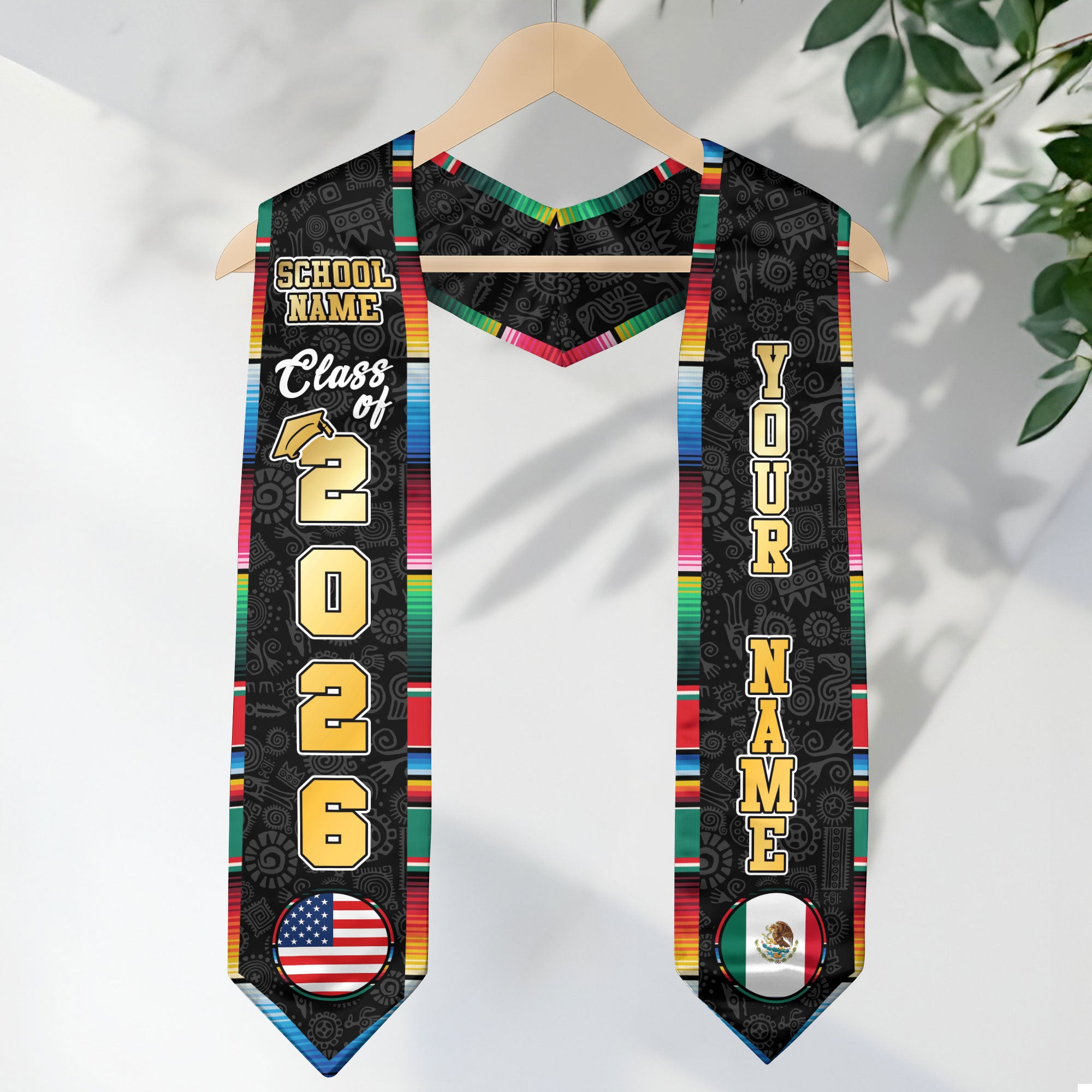 Mexico Graduation Sash 2026, Mexican Stole, Mexican American Flag Stole