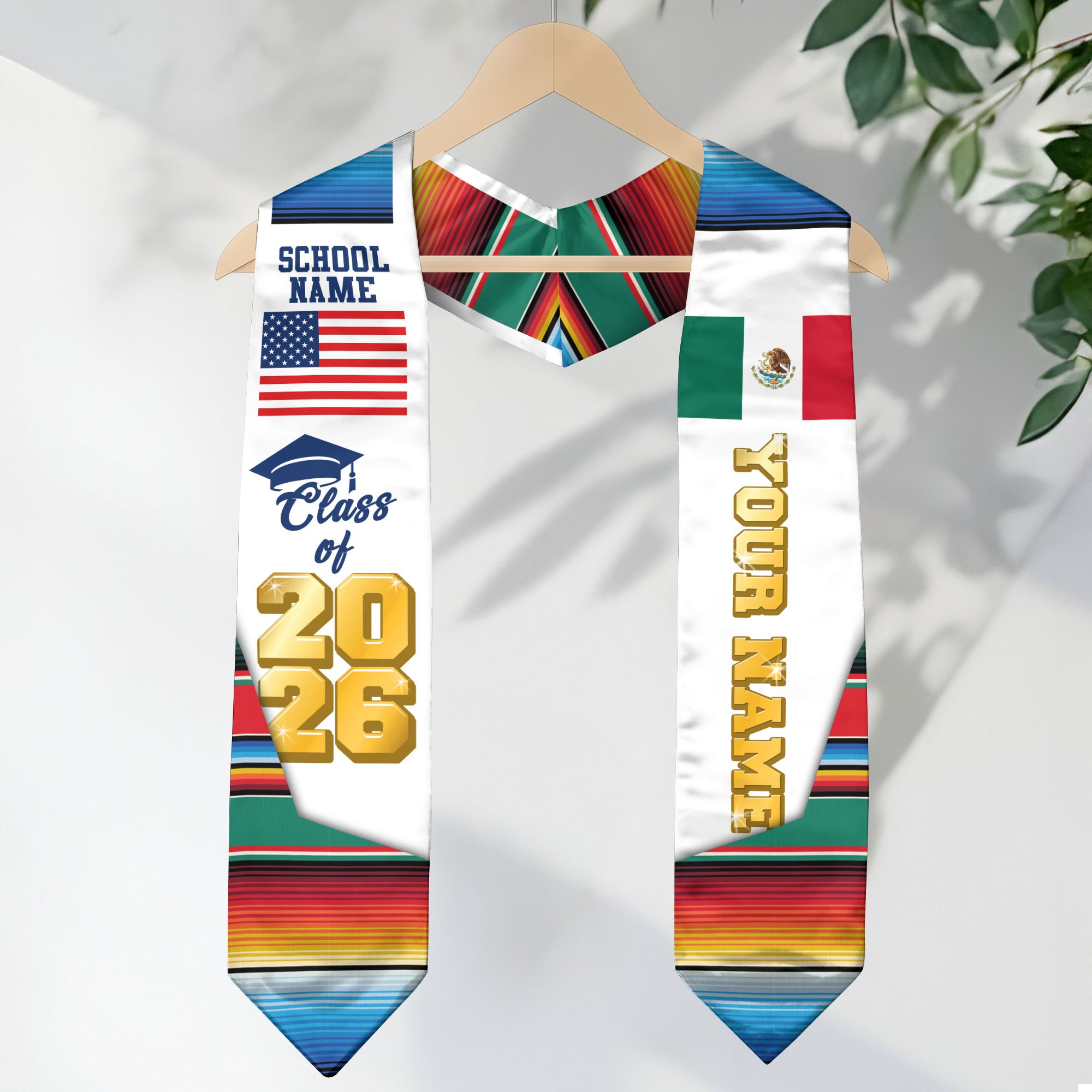 Mexican Stole 2026, Mexico Graduation Stole, Mexican American Flag Sash