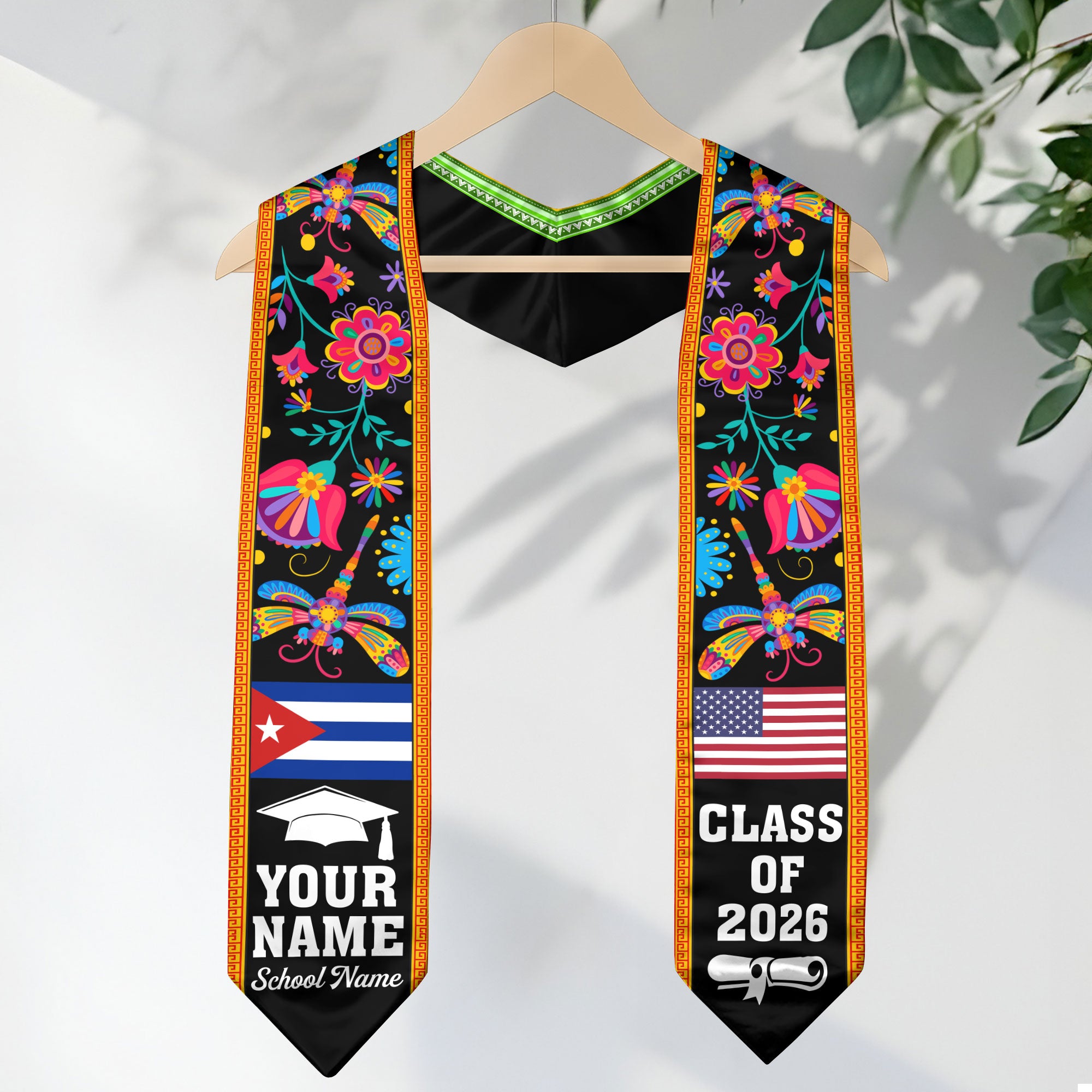 Cuba Graduation Stole 2026, Cuban Flag Sash, Custom Detail Option