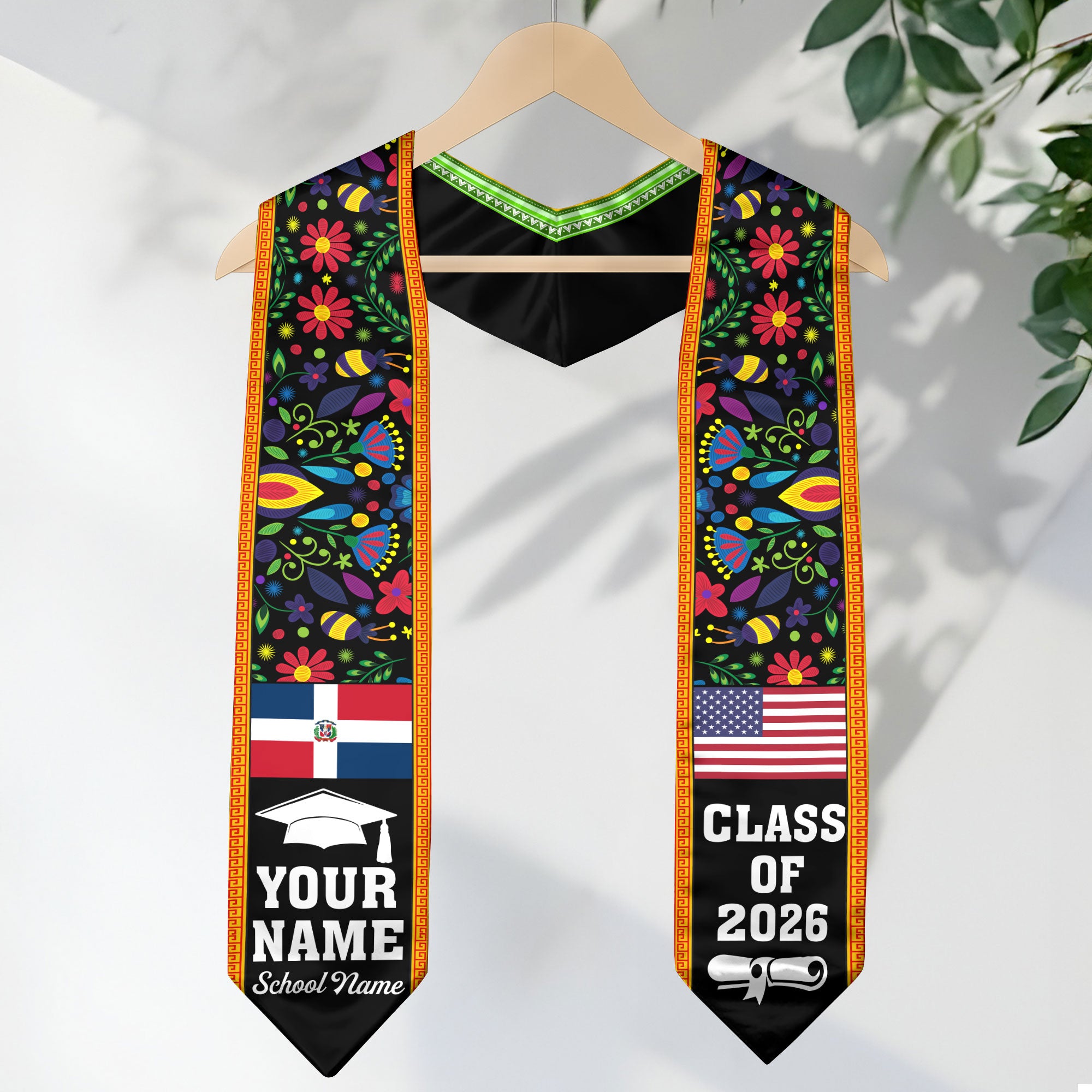 Dominican Republic Graduation Stole 2026, Dominican Flag Sash, Personalization