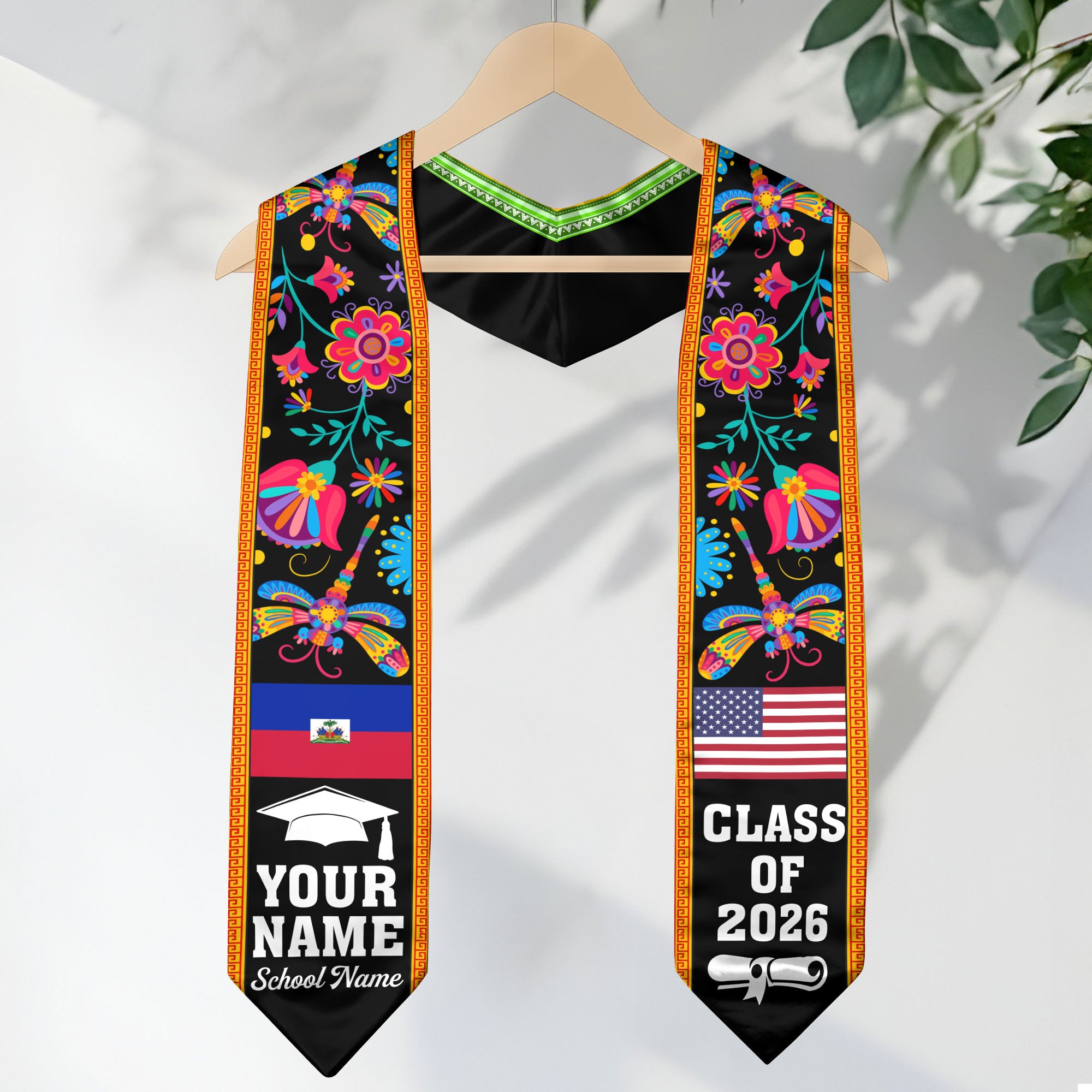 Haiti Graduation Stole 2026, Haitian Flag Sash, Custom Detail Option