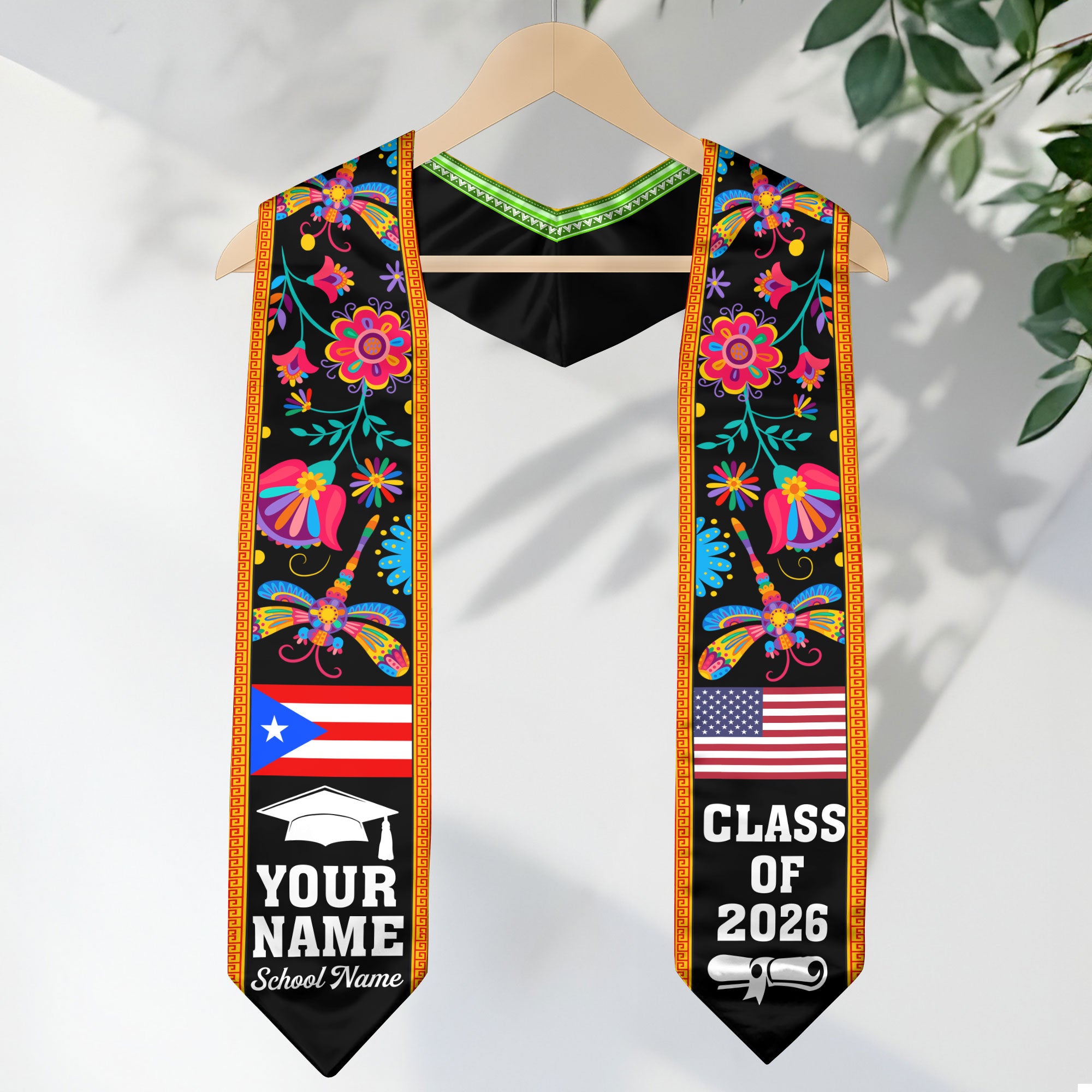 Puerto Rico Graduation Stole 2026, Puerto Rican Flag Sash, Personalization Option