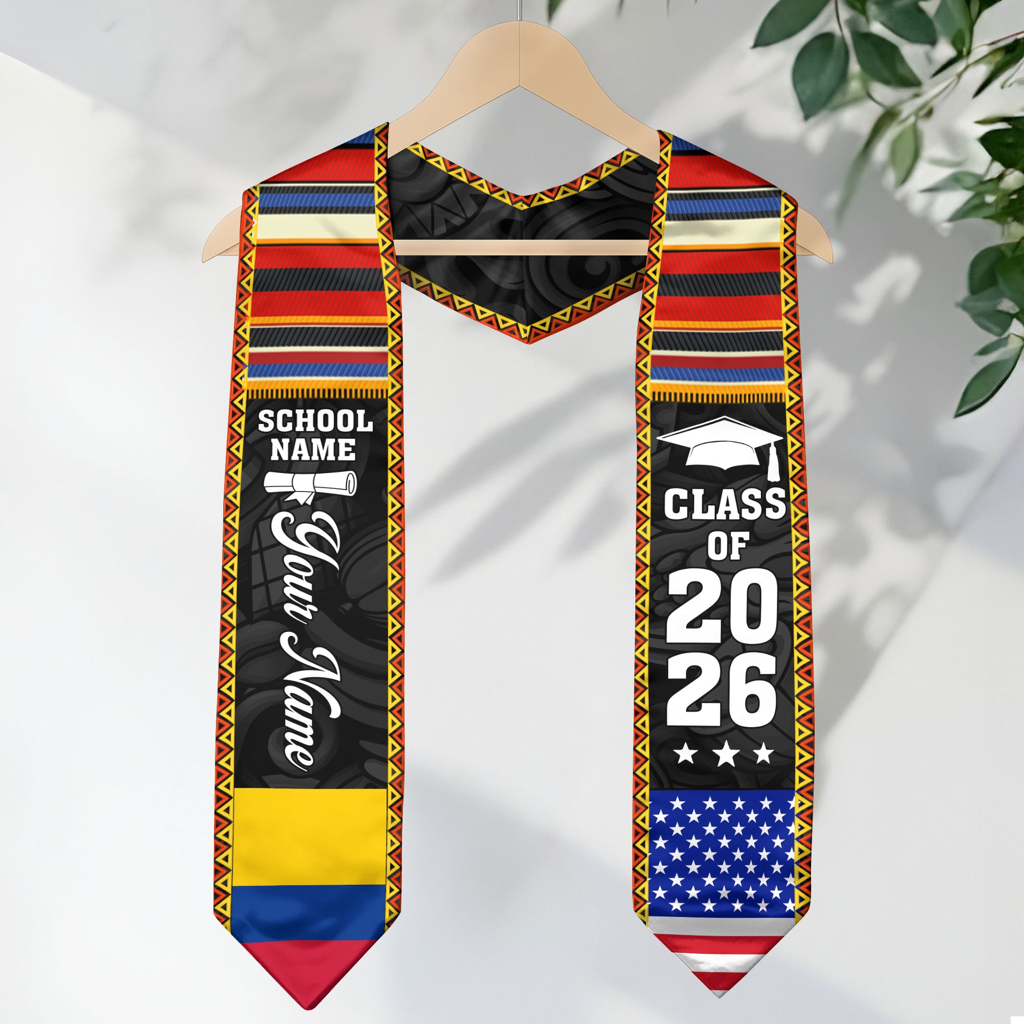 Customized Colombia Graduation Sash, Colombia Flag Graduation Stole, Personalized Graduation Stole 2026