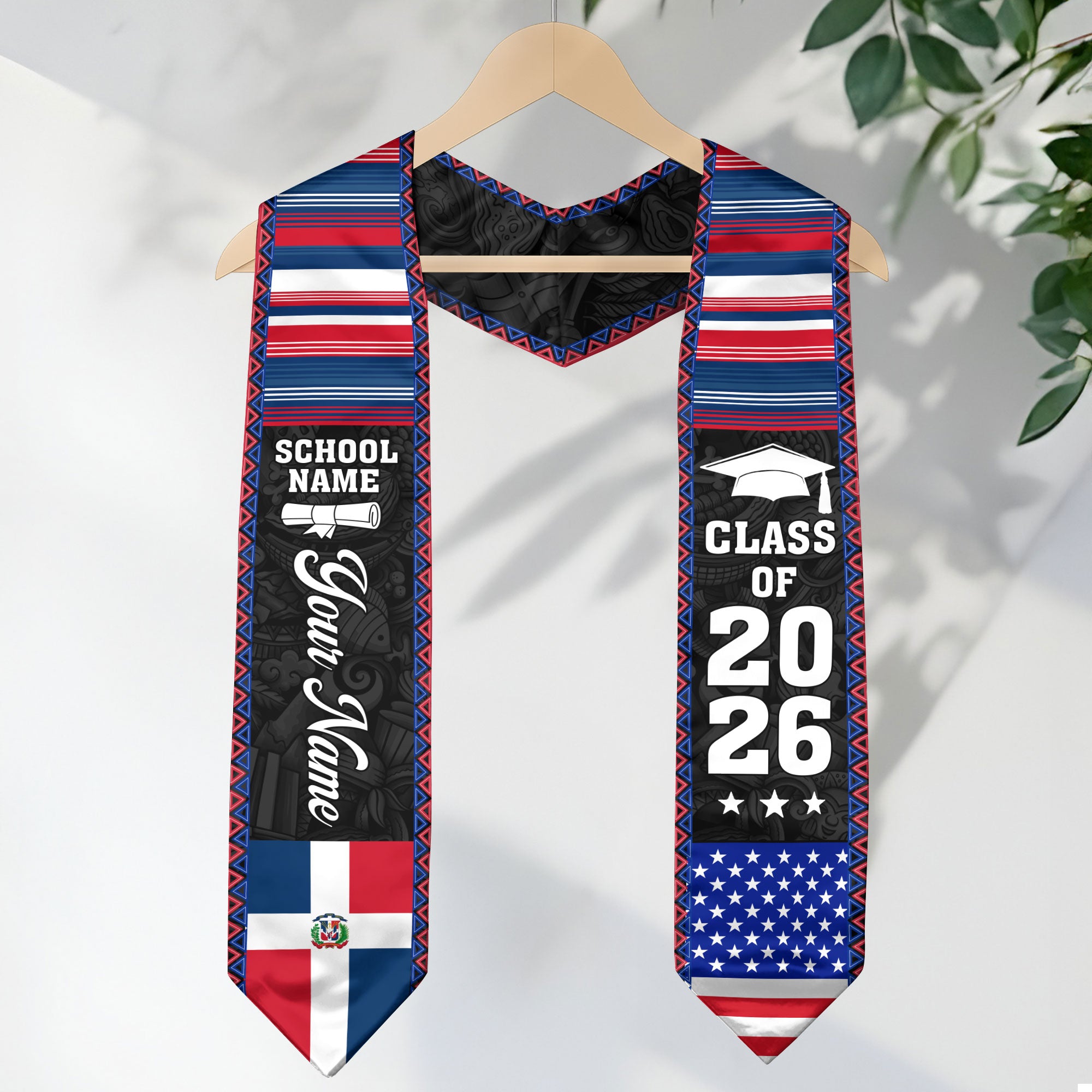 2026 Dominican Republic Flag Graduation Sash, Dominican Stole, Add Detail