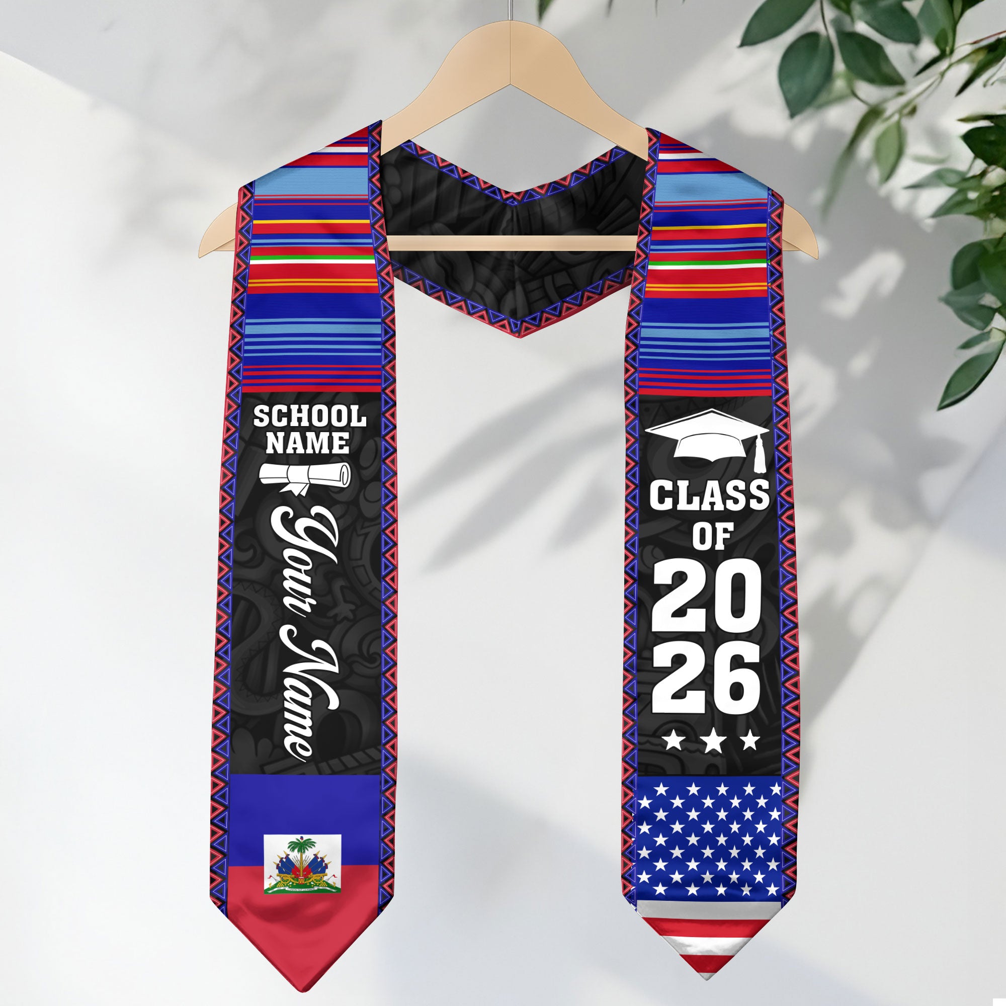 2026 Haiti Flag Graduation Sash, Haiti Stole, Add Custom Detail