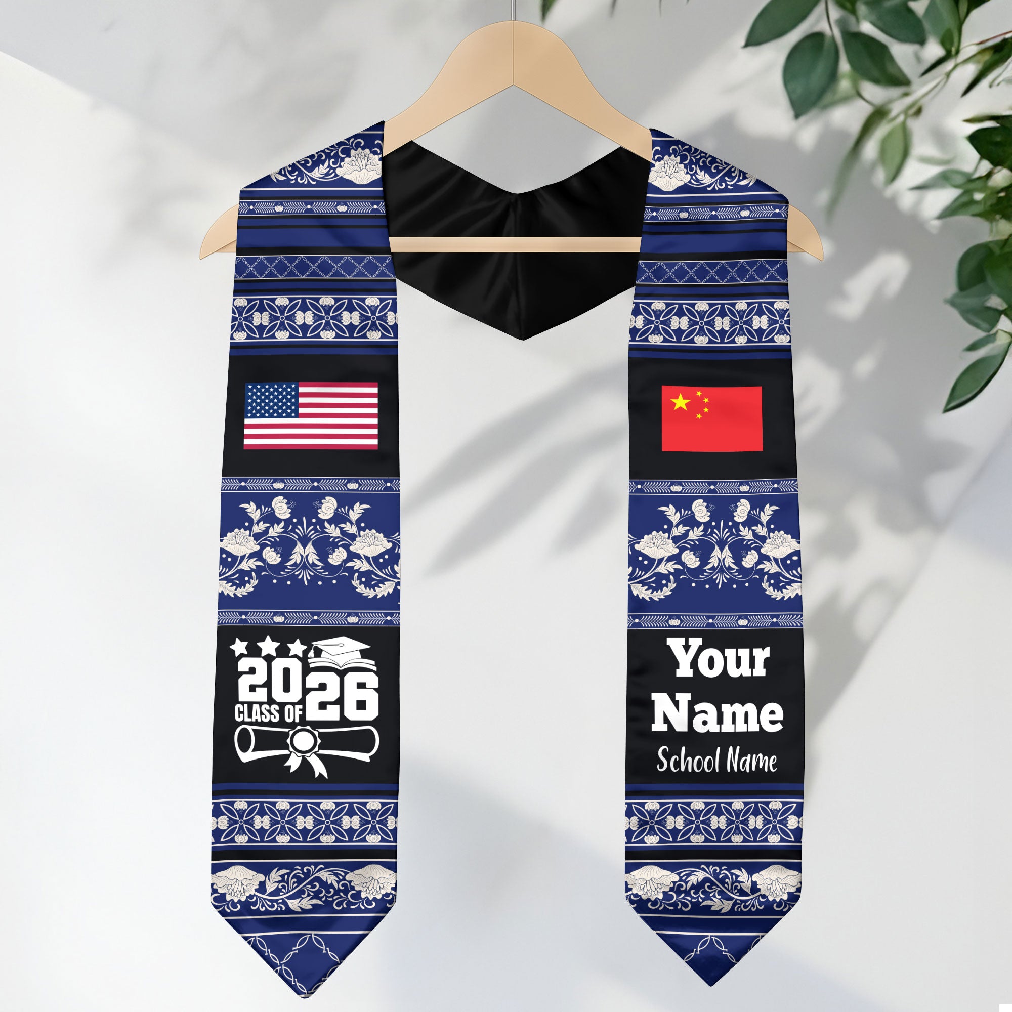 Customized China Graduation Stole Featuring National Flag Motif, Graduation Sash for Class of 2026