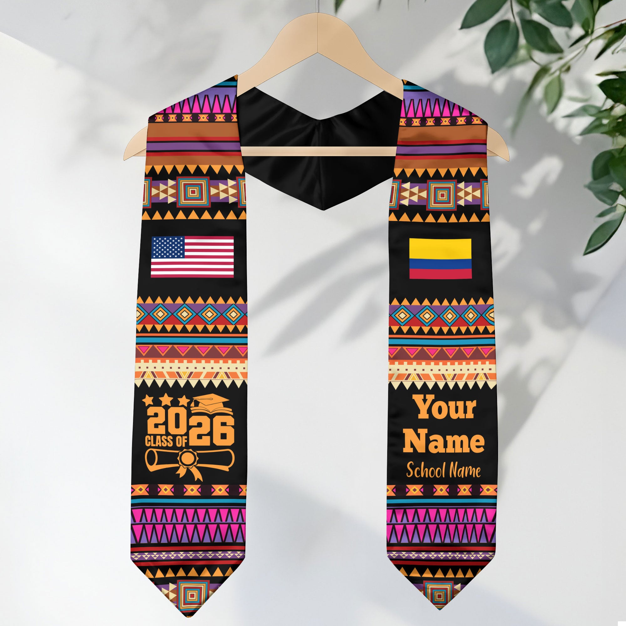 Customized Colombia Graduation Stole Featuring National Flag Motif, Graduation Sash for Class of 2026