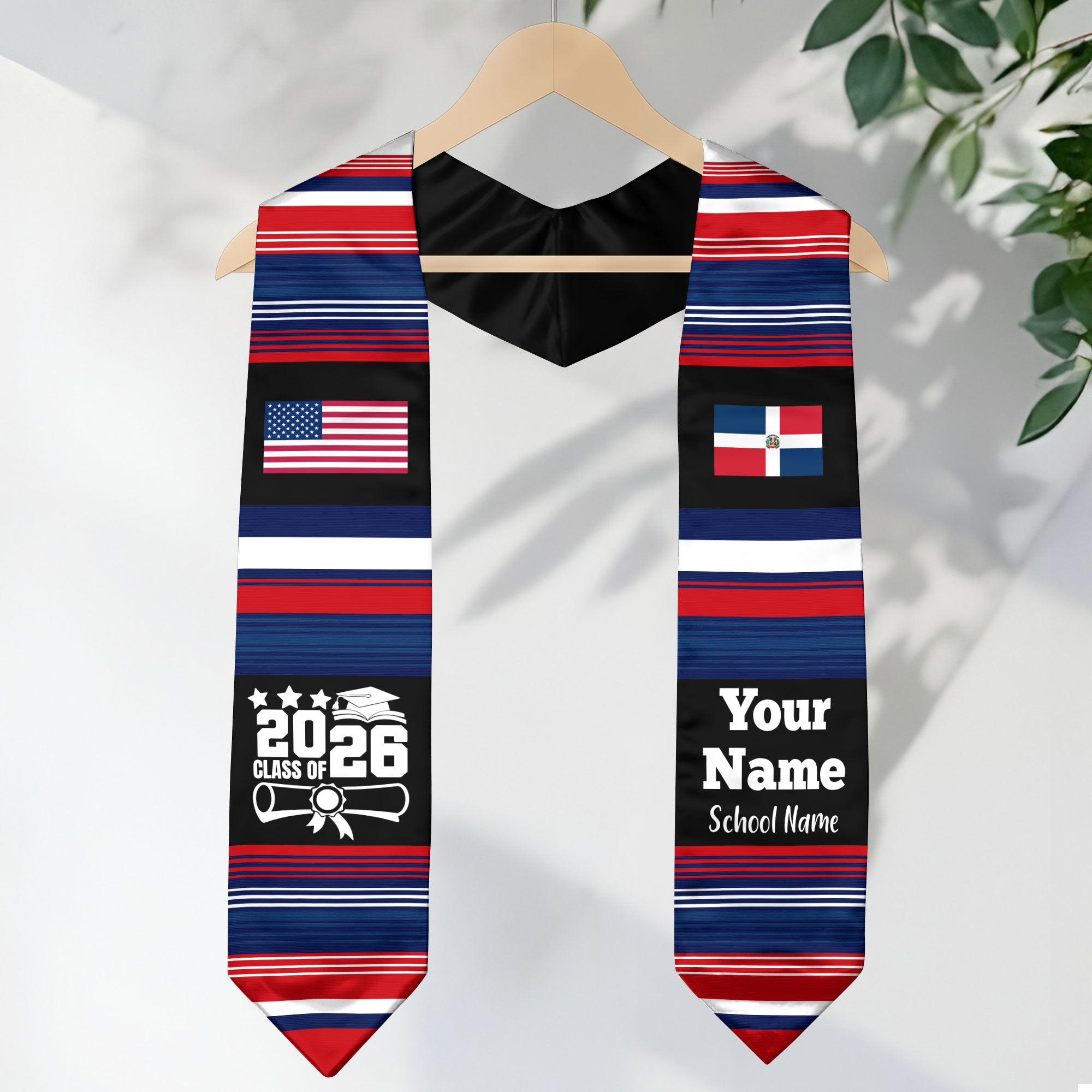 Customized Dominican Republic Graduation Stole Featuring Flag Motif, Graduation Sash for Class of 2026