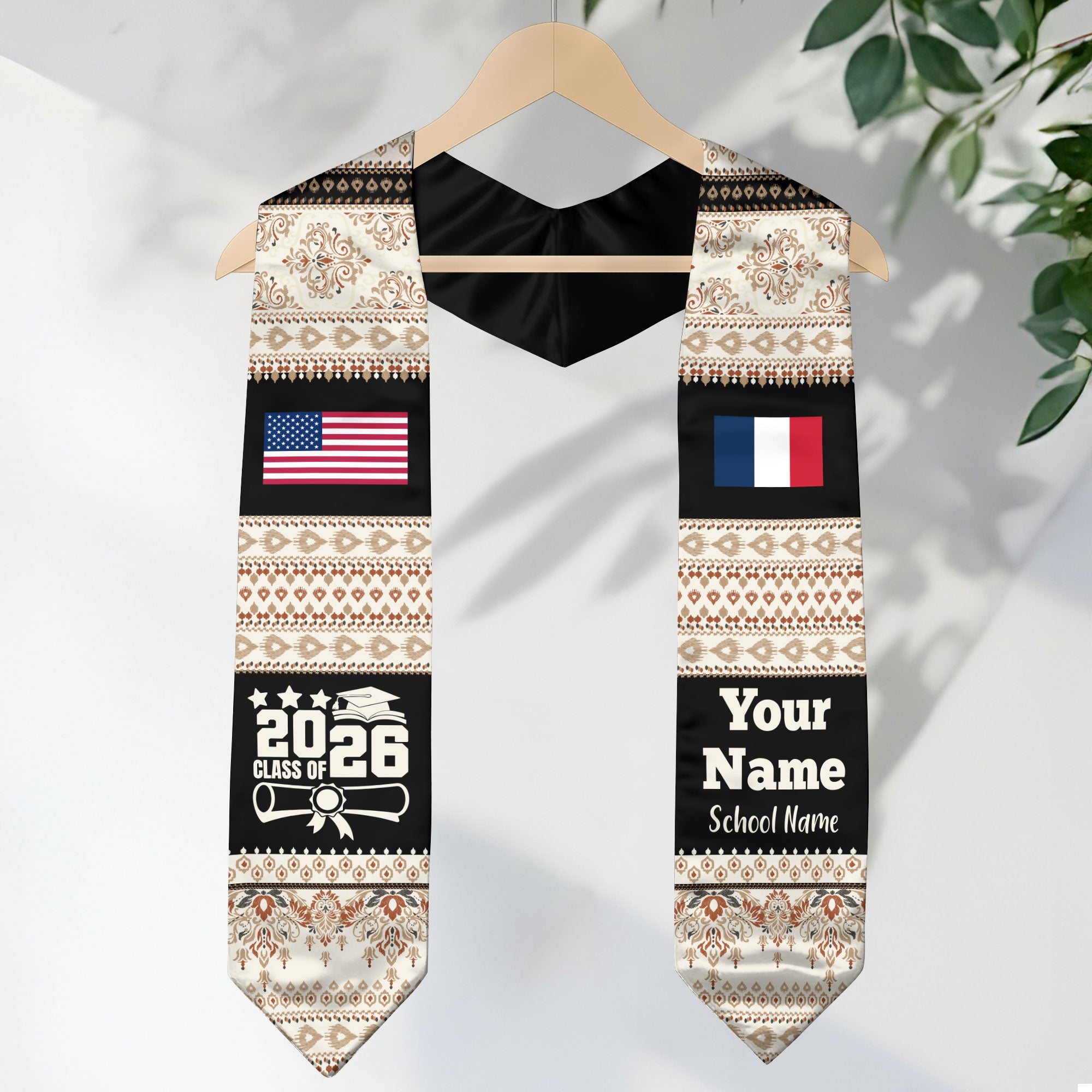 Customized France Graduation Stole Featuring National Flag Motif, Graduation Sash for Class of 2026