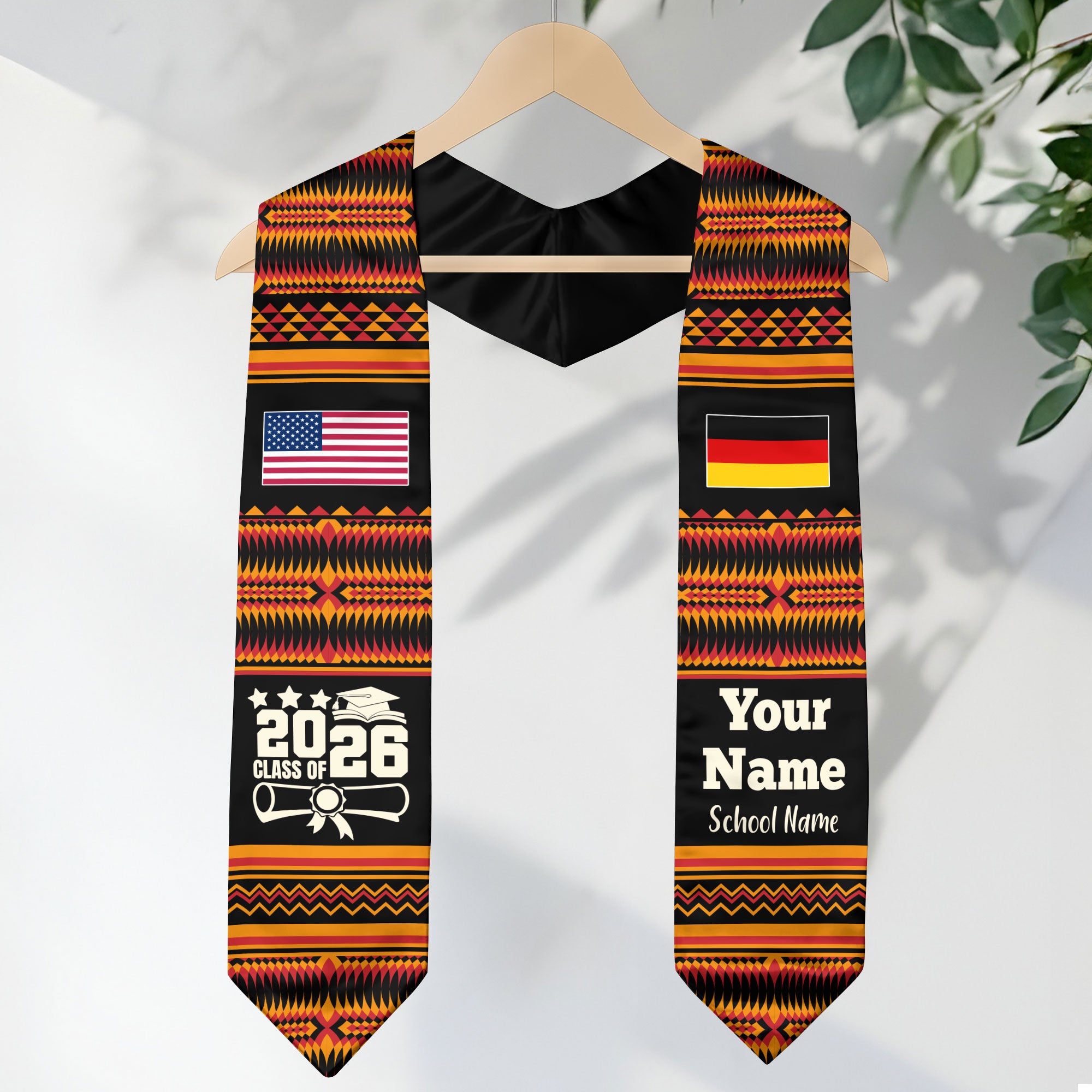 Customized Germany Graduation Stole Featuring National Flag Motif, Graduation Sash for Class of 2026