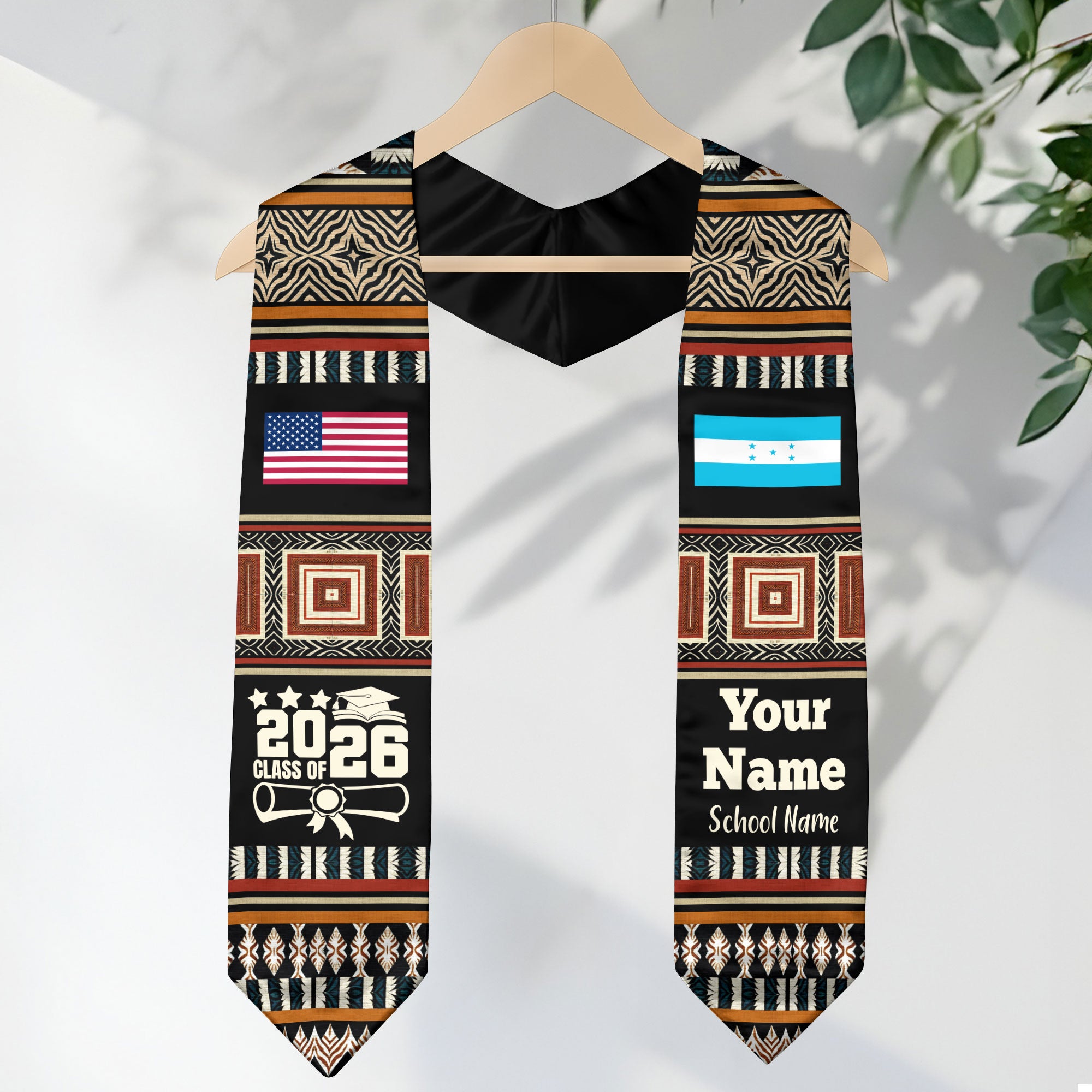 Customized Honduras Graduation Stole Featuring National Flag Motif, Graduation Sash for Class of 2026