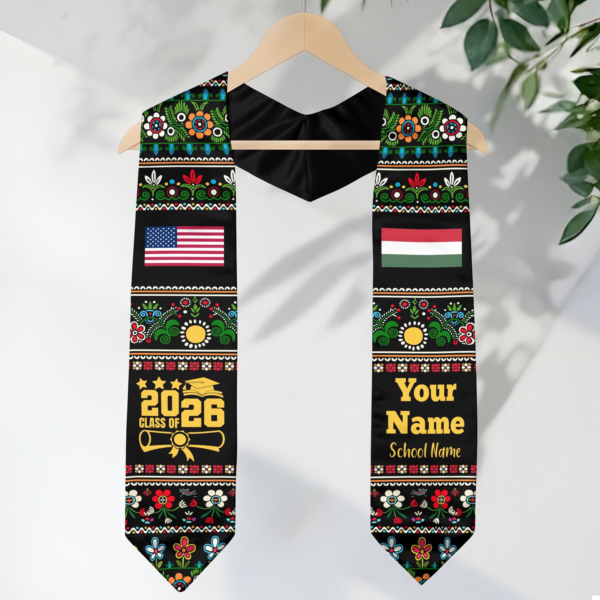 Customized Hungary Graduation Stole Featuring National Flag Motif, Graduation Sash for Class of 2026