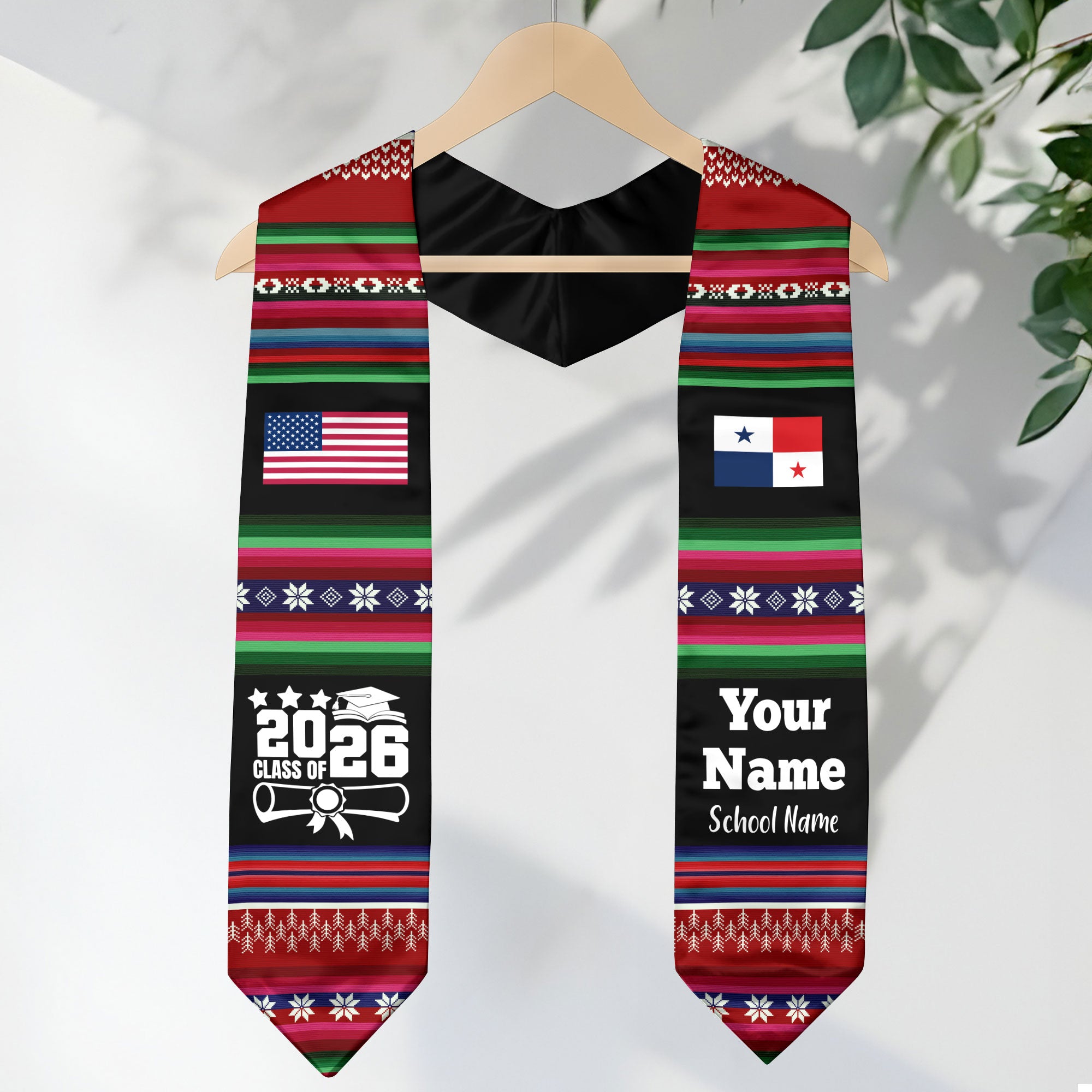 Customized Panama Graduation Stole Featuring National Flag Motif, Graduation Sash for Class of 2026
