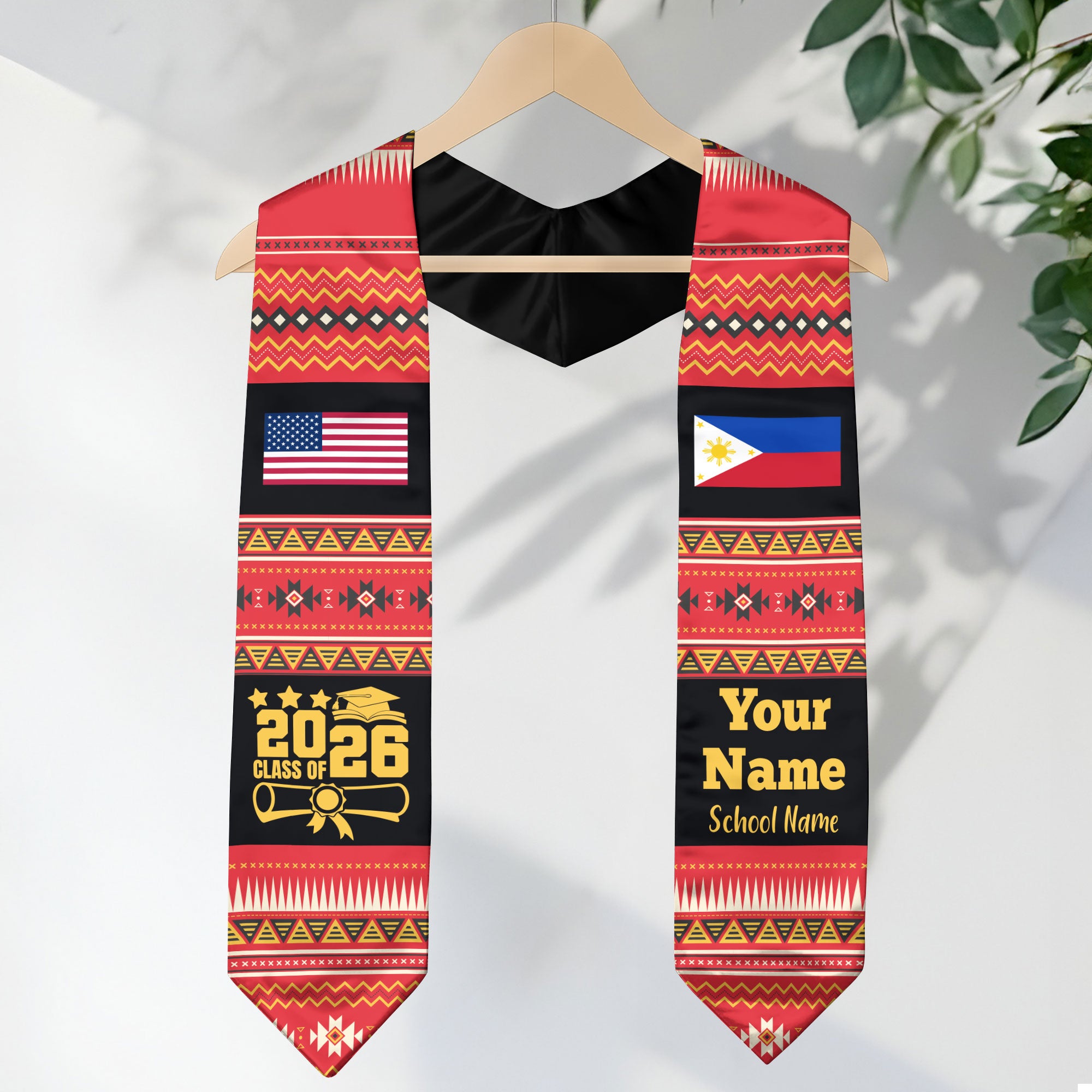 Customized Philippines Graduation Stole Featuring National Flag Motif, Graduation Sash for Class of 2026