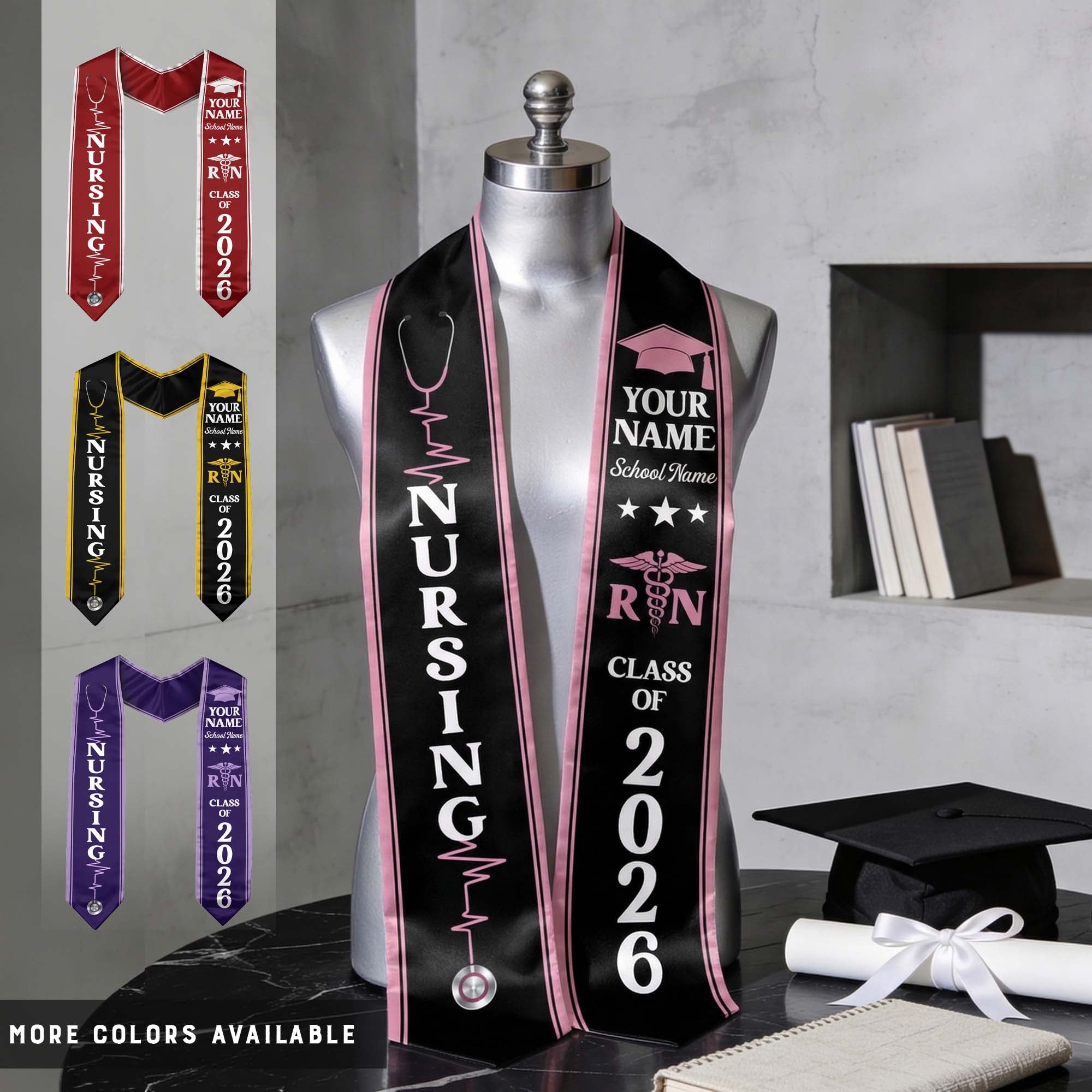 Customized Nursing Graduation Stole for RN and BSN Students, Graduation Sash 2026