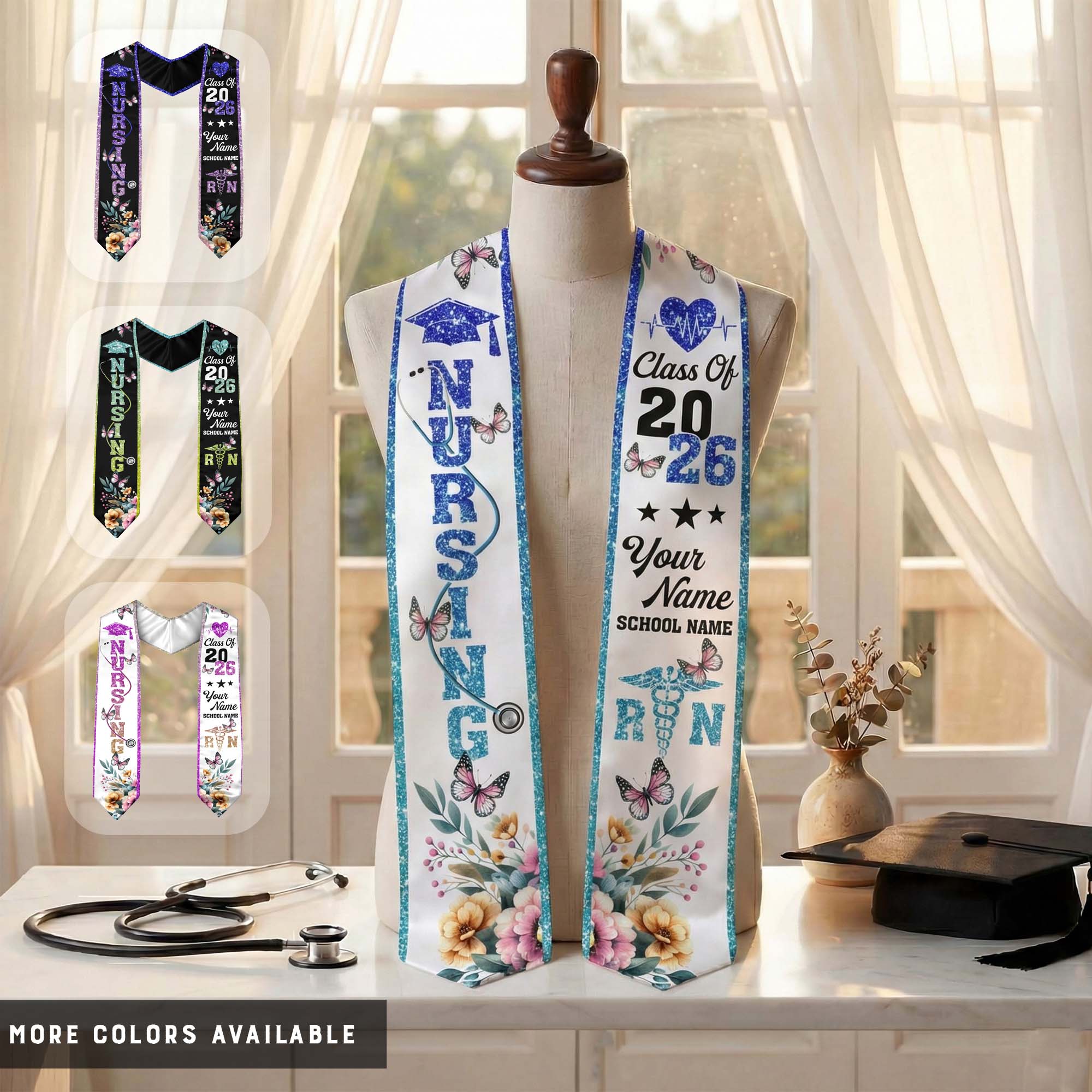 Customized RN Graduation Stole for Nursing School, BSN Nurse Graduation Sash 2026