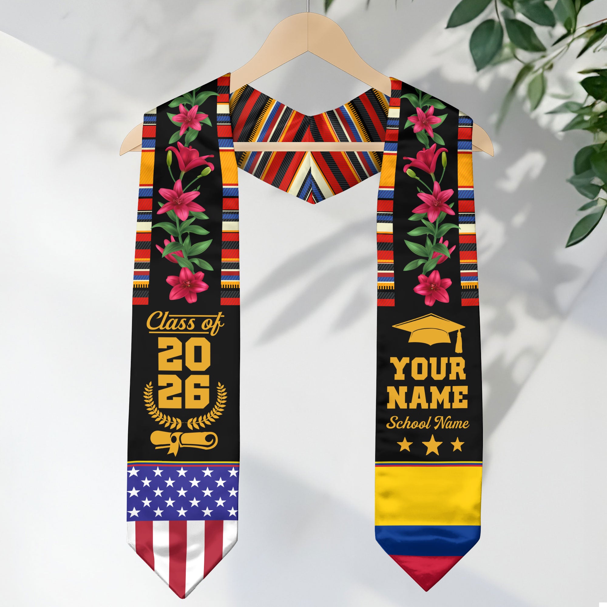 Customized Colombia Graduation Stole, Colombian Flag Stole, Custom Graduation Sash 2026, Class of 2026