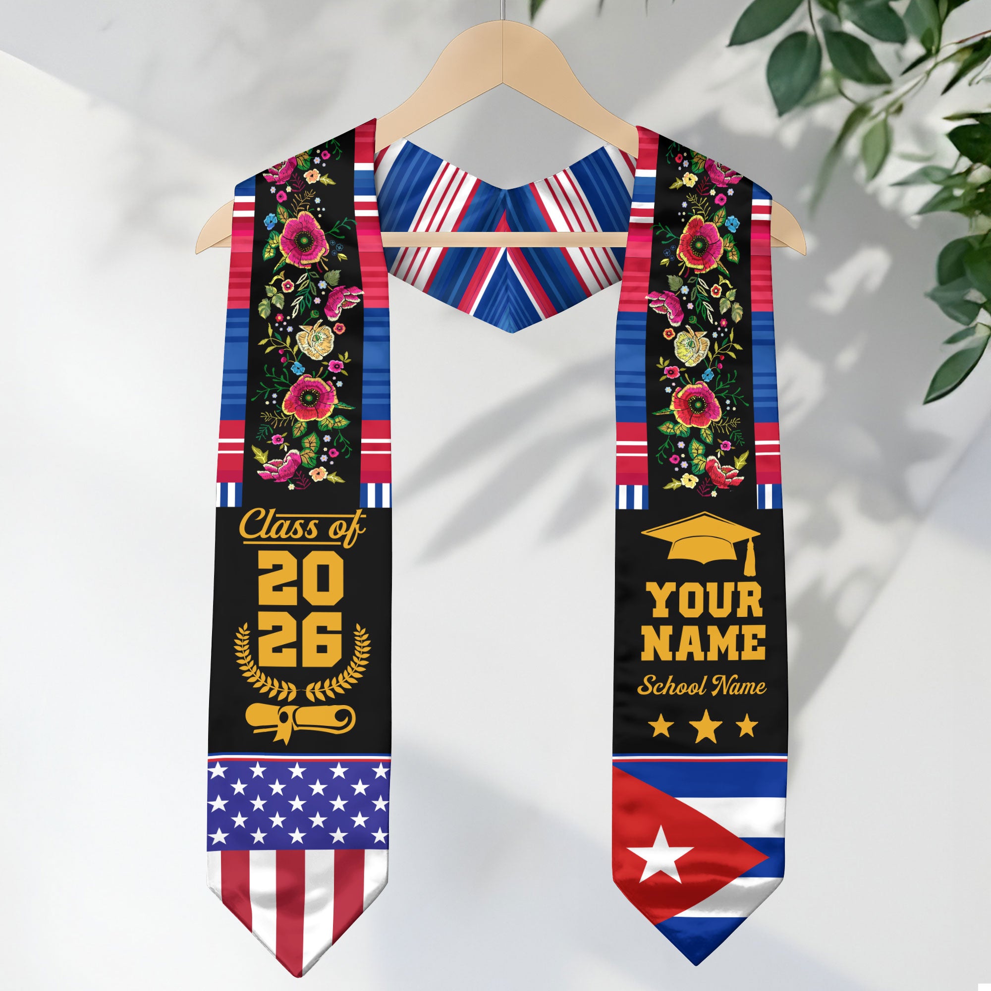 Cuba Graduation Stole 2026, Cuban Flag Sash, Add Personal Detail Option