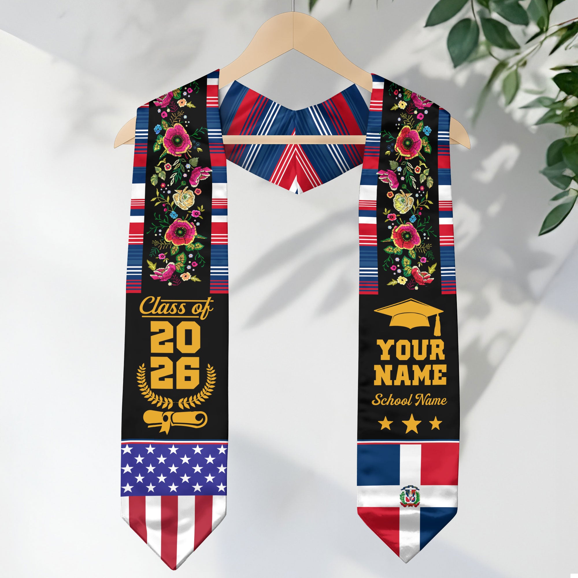 Dominican Republic Graduation Stole 2026, Dominican Flag Sash, Custom Detail