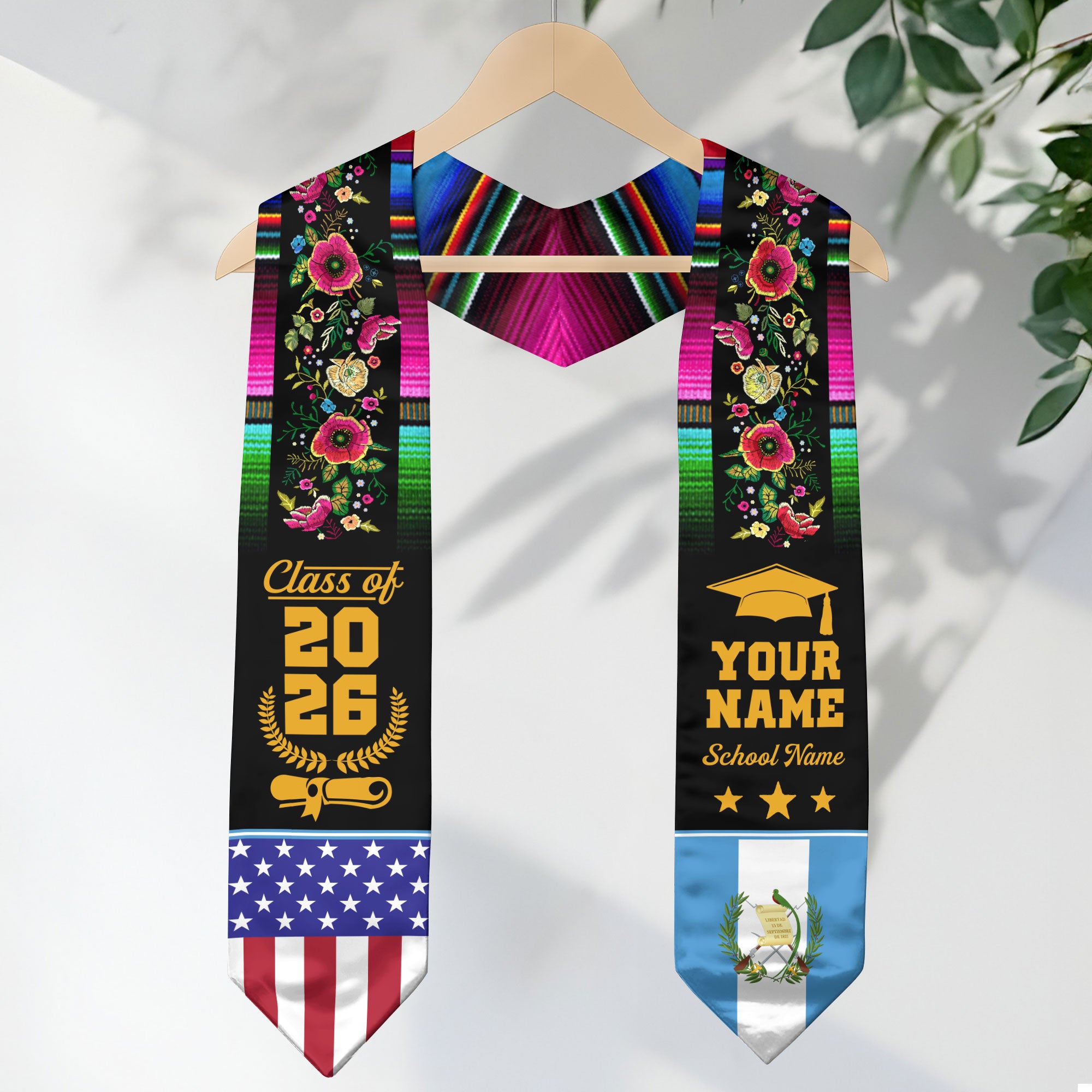 Guatemala Graduation Stole 2026, Guatemalan Flag Sash, Add Custom Detail
