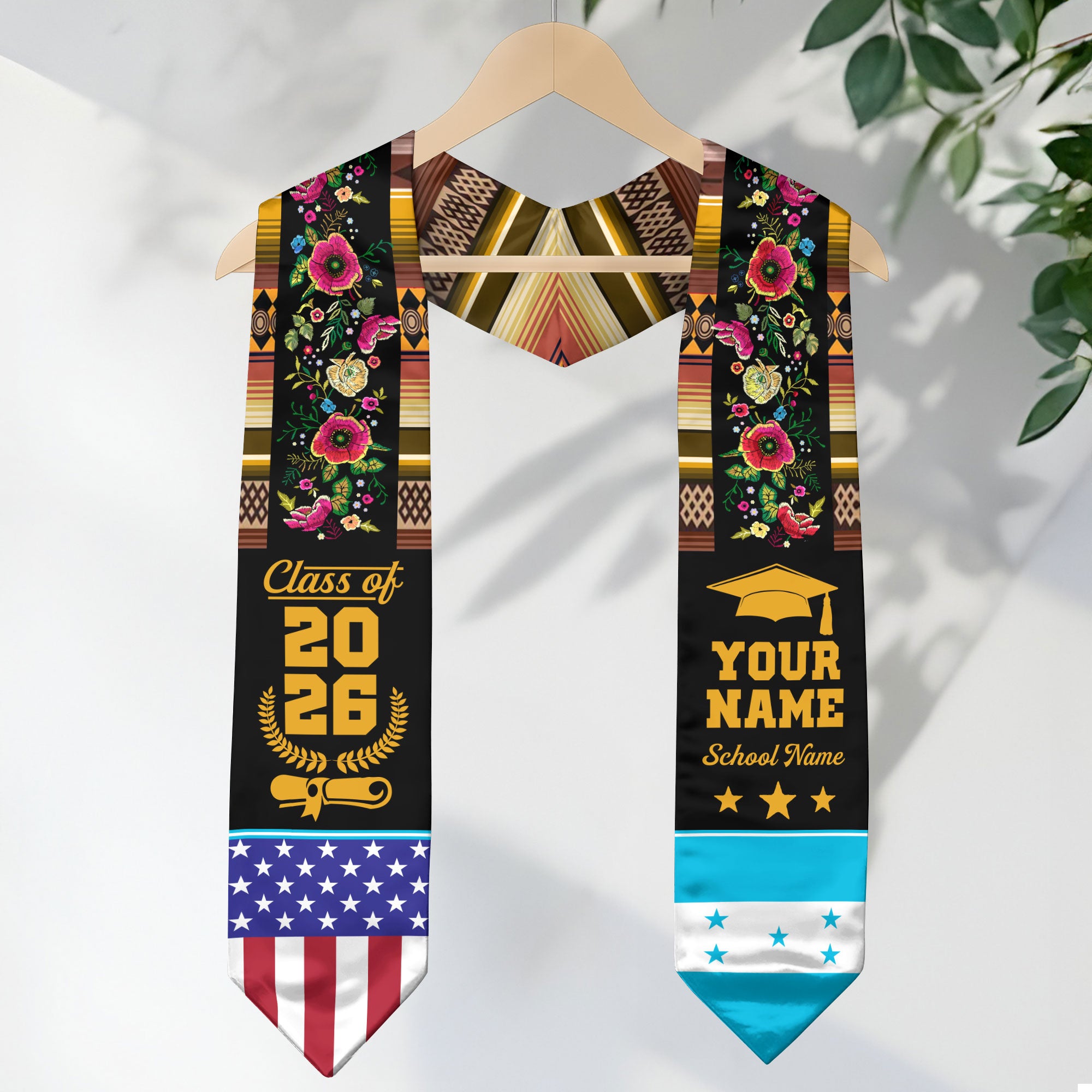 Honduras Graduation Stole 2026, Honduras Flag Sash, Custom Personalization Option