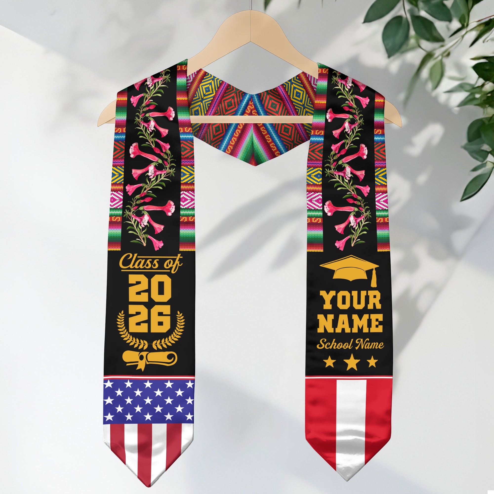 Customized Peru Graduation Stole, Peruvian Flag Stole, Custom Graduation Sash 2026, Class of 2026