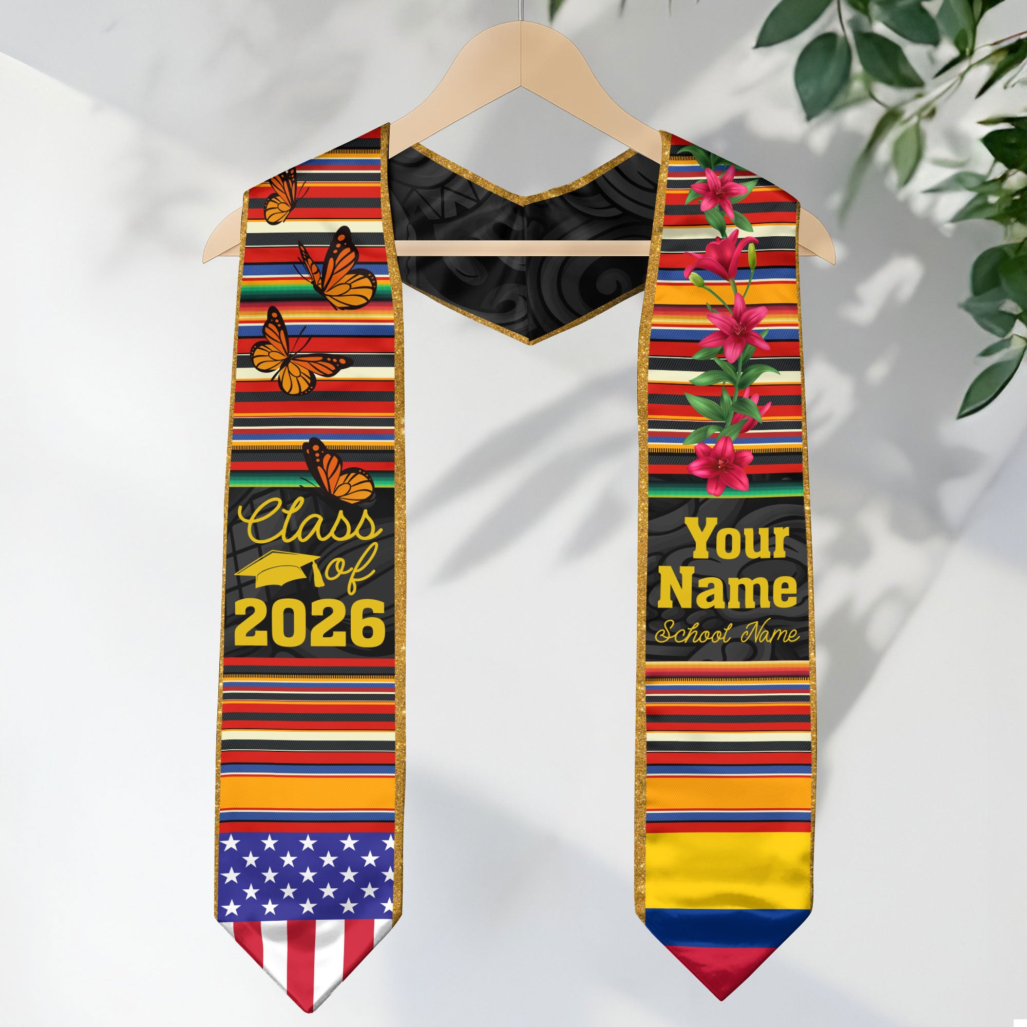 Customized Colombia Graduation Stole, Colombian Flag Design, Graduation Sash 2026, Class of 2026