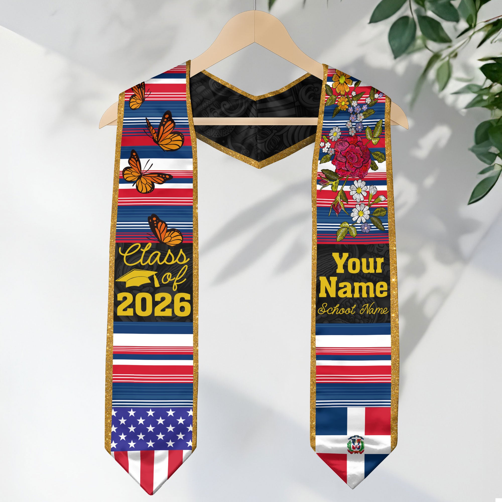 2026 Dominican Republic Flag Graduation Sash, Dominican Stole, Personal Detail
