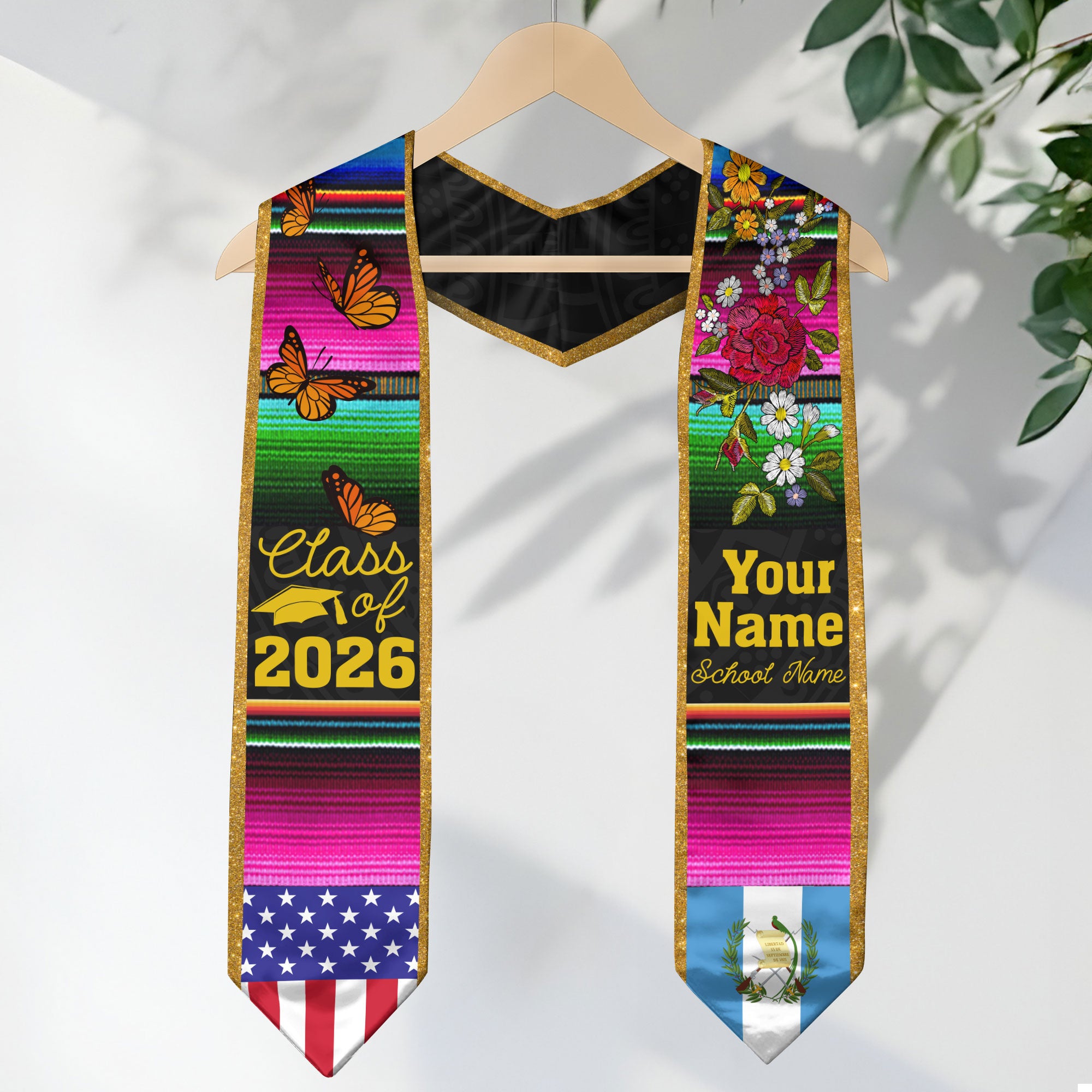 2026 Guatemala Flag Graduation Sash, Guatemala Stole, Personal Detail Option